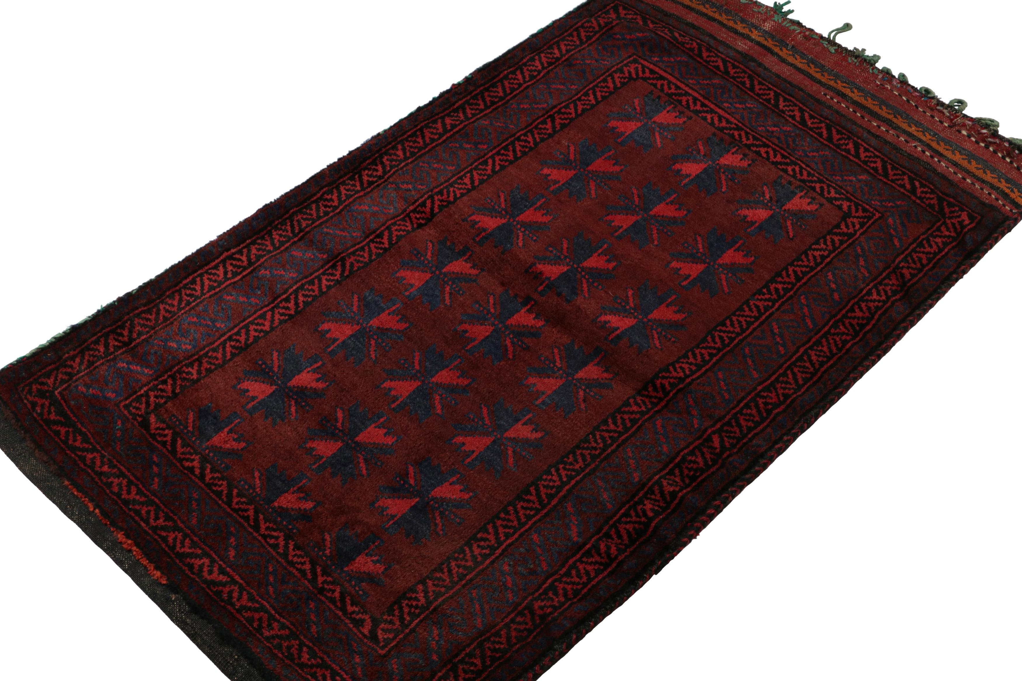 Hand-knotted in wool, this 2x4 Baluch Persian rug of the 1950s is one of the latest to enter Rug & Kilim’s Antique & Vintage collection.

On the Design:

The Persian Baluch rug carries a defined movement with tribal patterns in rich tones of red,