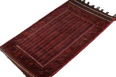 Rug & Kilim’s Baluch Tribal Scatter Rug in Crimson Red with Geometric Patterns