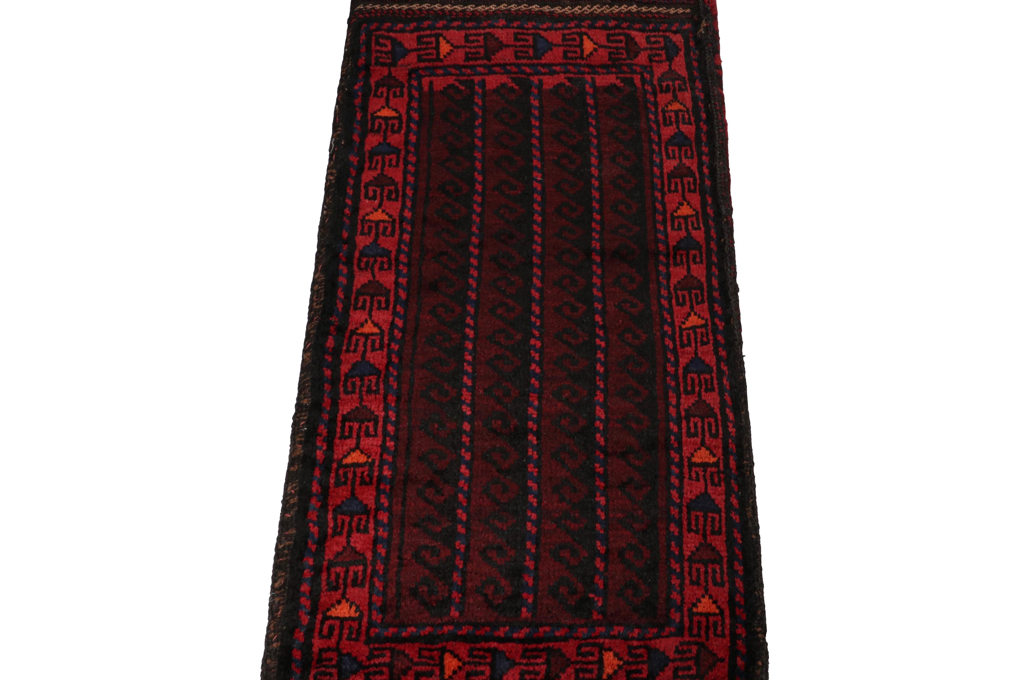 Tribal Vintage Baluch Afghan rug in Red, Blue & Black Patterns from Rug & Kilim For Sale