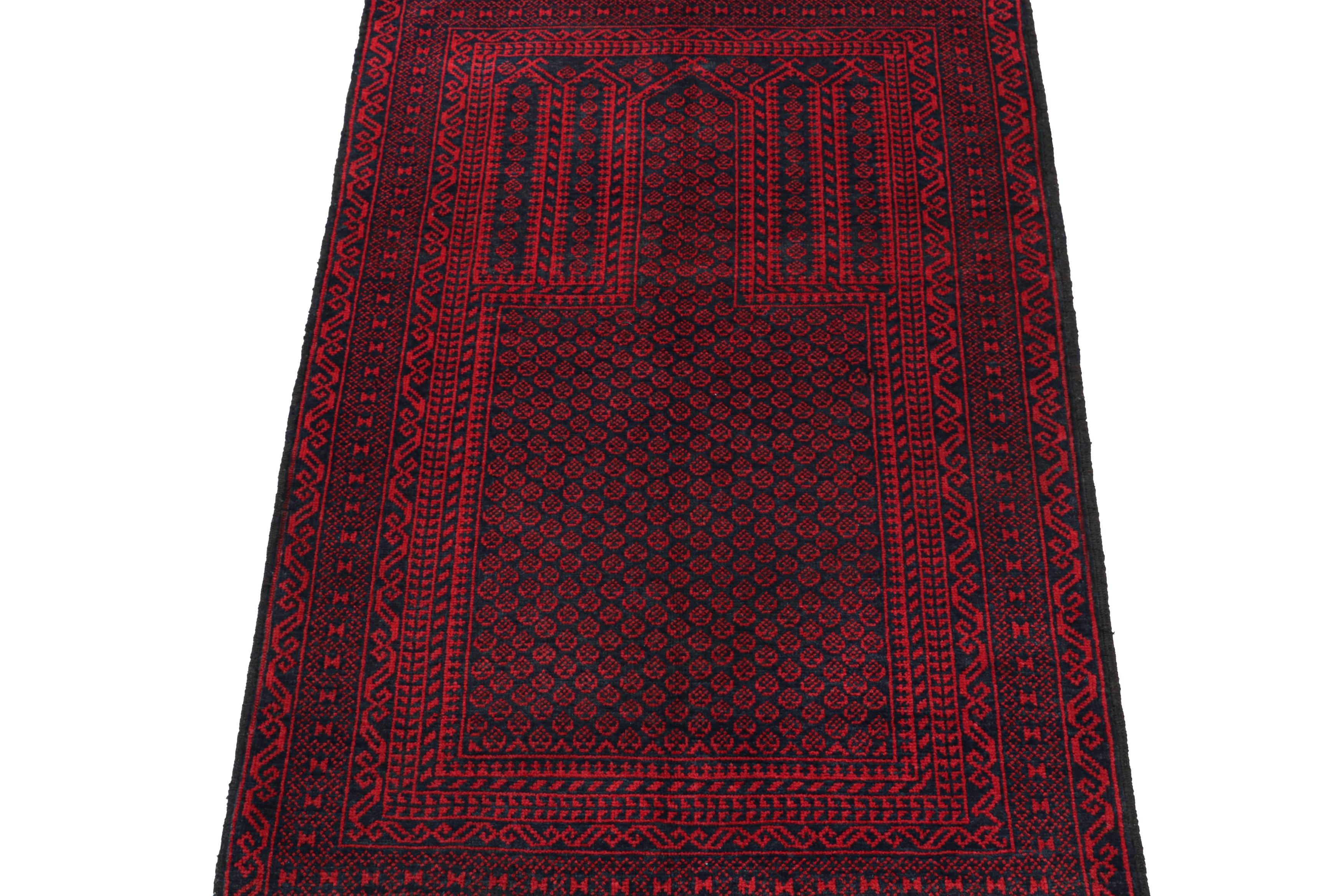 Tribal Vintage Baluch Persian rug in Red & Blue-Black Patterns from Rug & Kilim For Sale