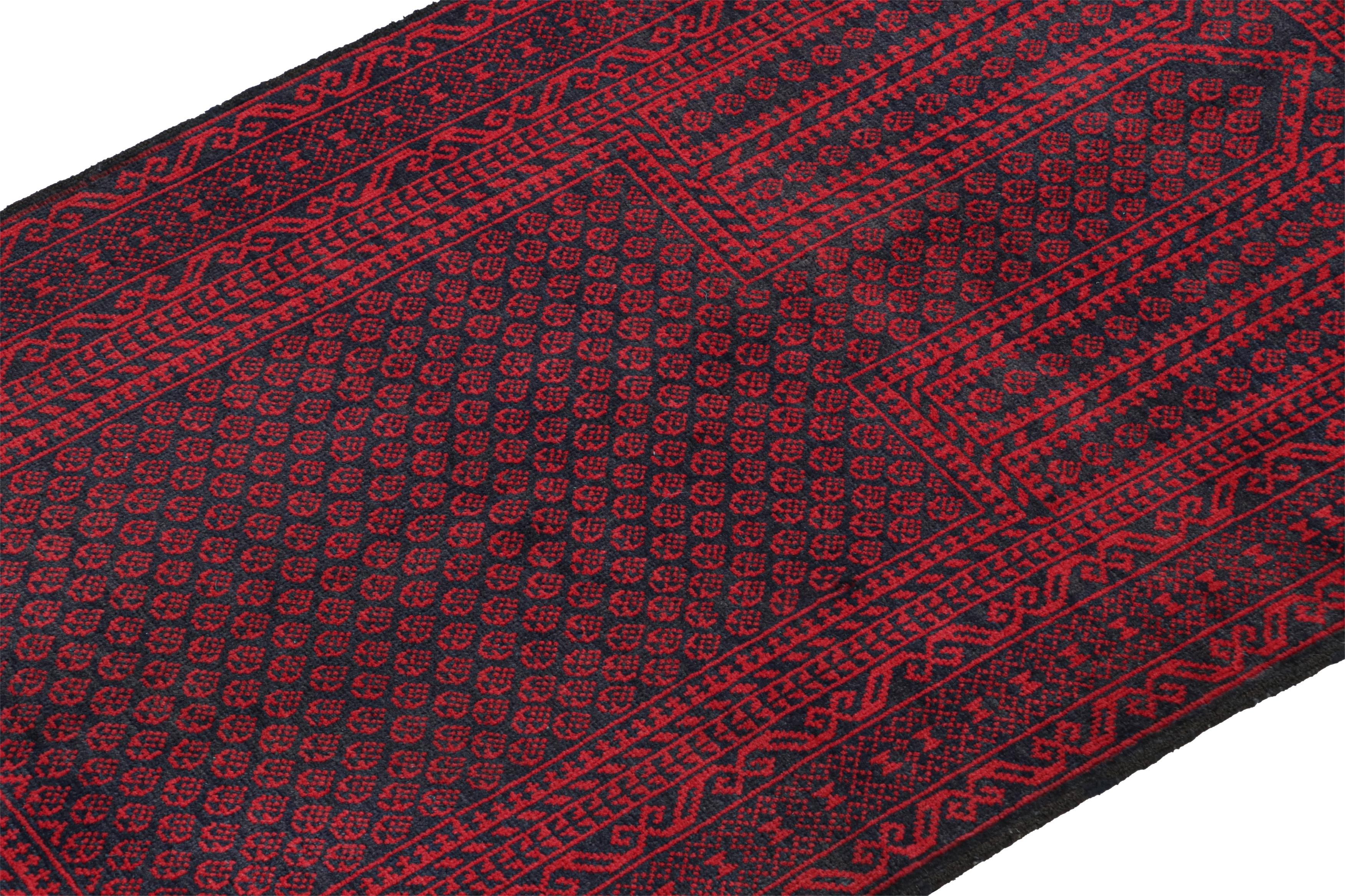 Hand-Knotted Vintage Baluch Persian rug in Red & Blue-Black Patterns from Rug & Kilim For Sale