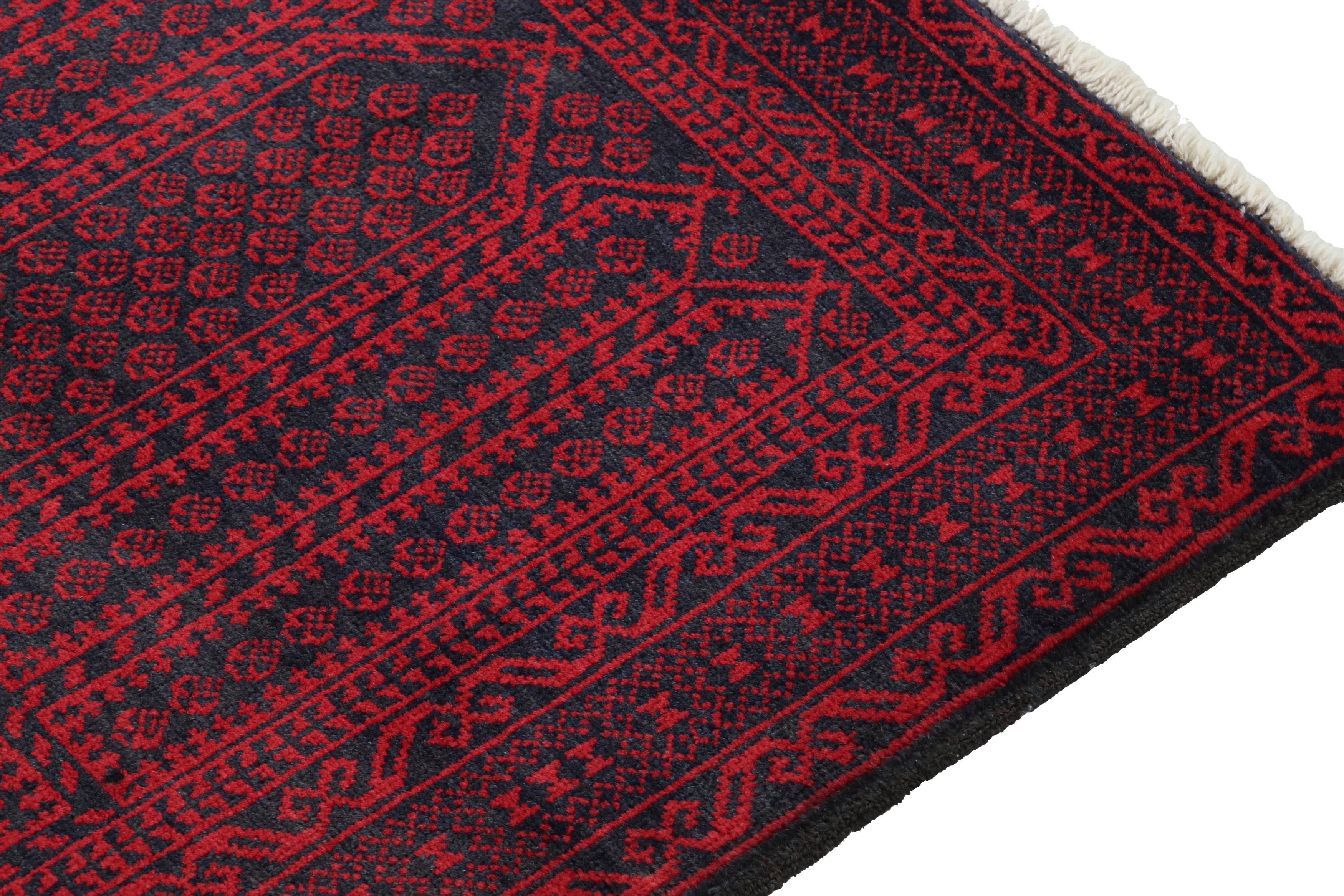 Vintage Baluch Afghan rug in Red & Blue-Black Patterns from Rug & Kilim In Good Condition For Sale In Long Island City, NY
