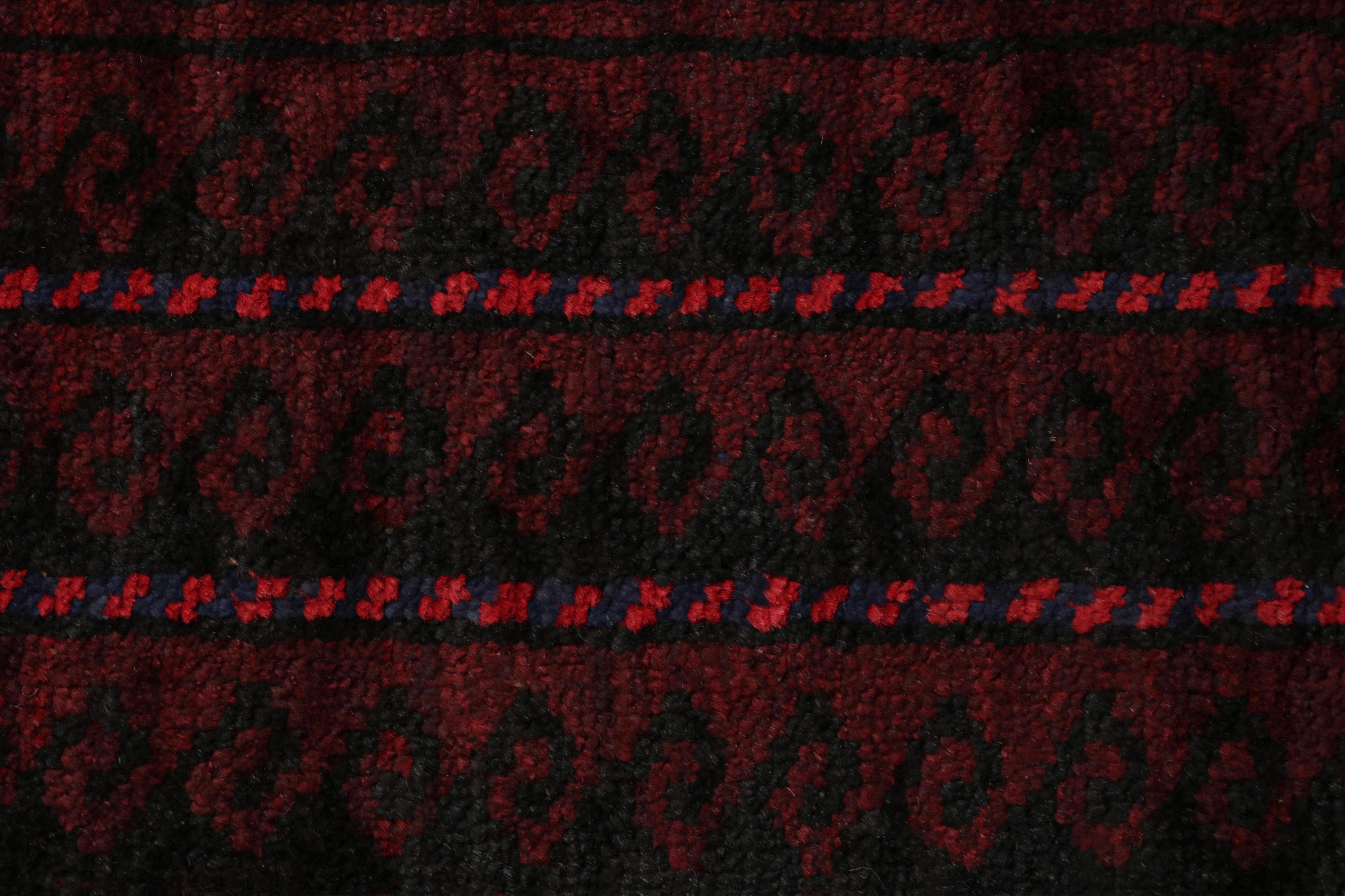 Mid-20th Century Vintage Baluch Afghan rug in Red, Blue & Black Patterns from Rug & Kilim For Sale