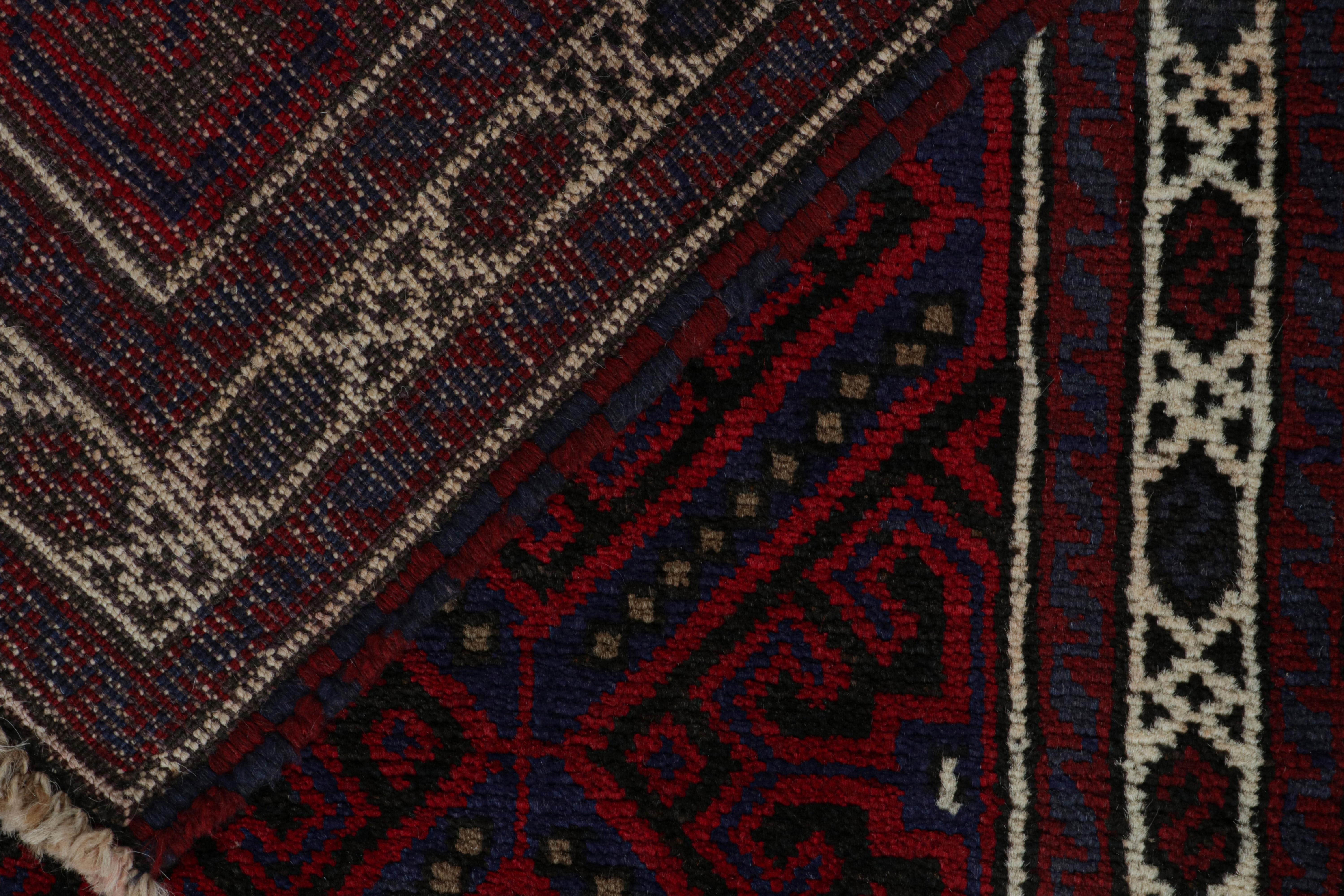 Wool Vintage Baluch Persian rug in Red, Blue & Black Patterns from Rug & Kilim For Sale