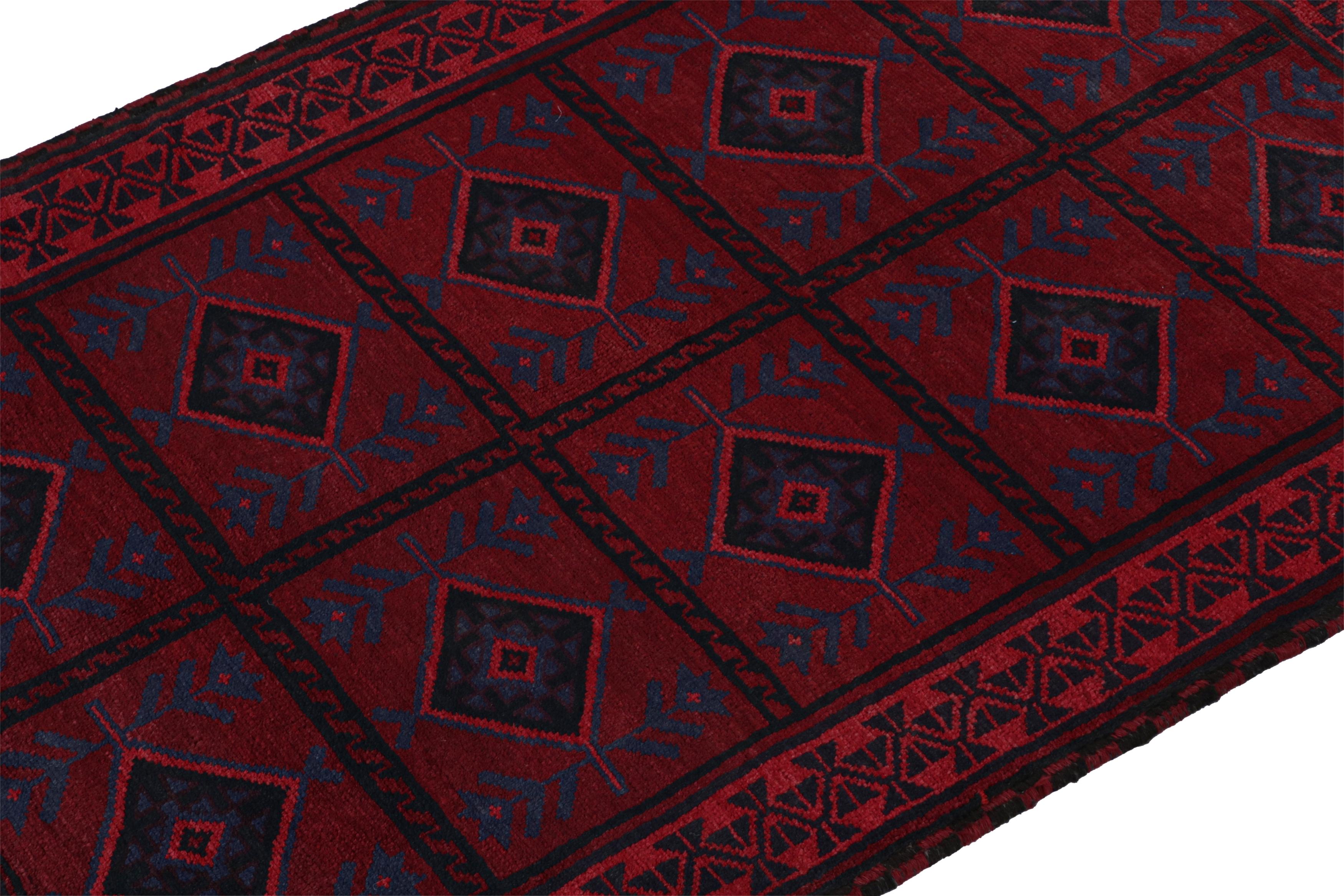 Hand-Knotted Vintage Baluch Persian rug in Red & Blue Patterns from Rug & Kilim For Sale