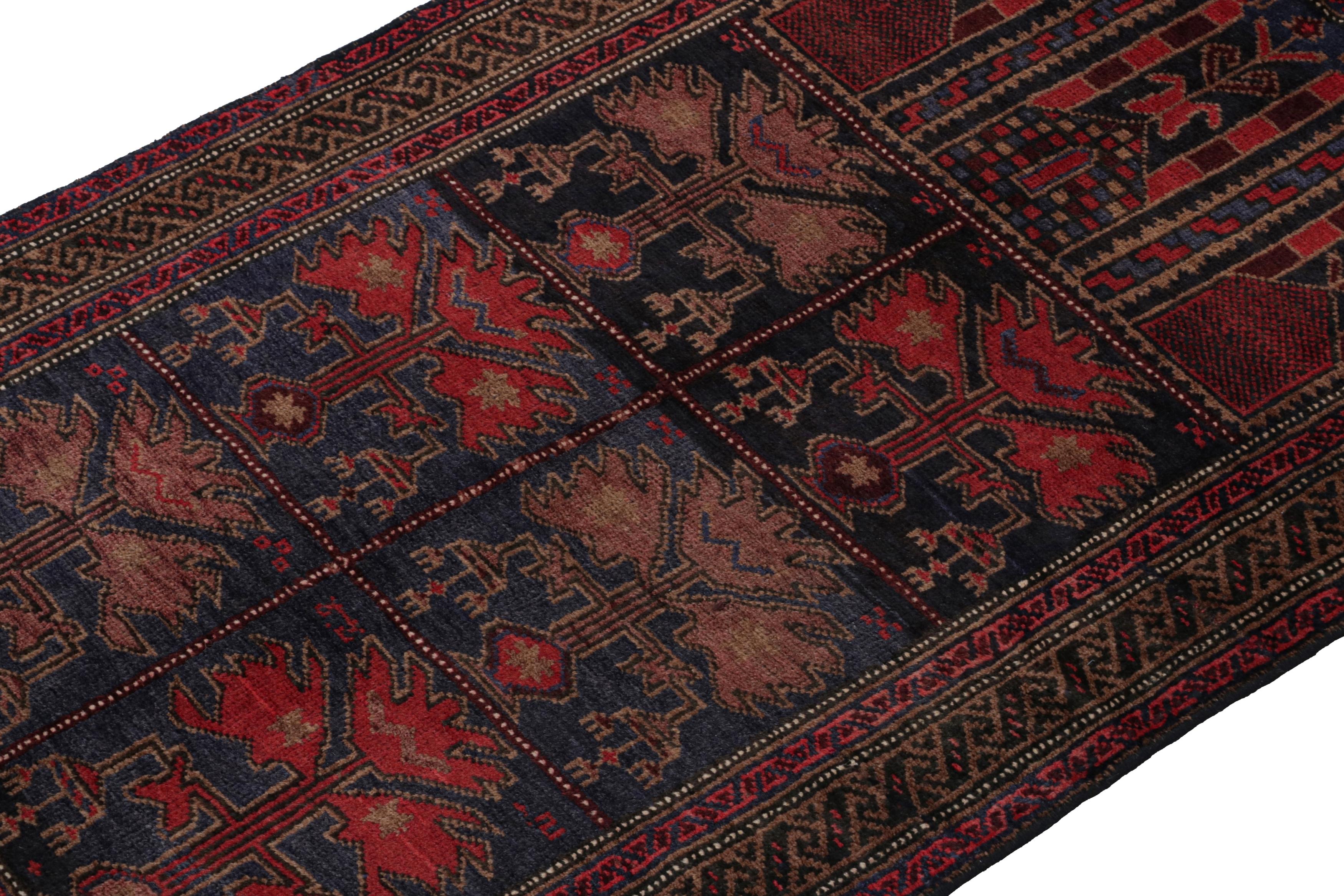 Hand-Knotted Vintage Baluch Persian rug in Red & Blue Pictorial Patterns from Rug & Kilim For Sale