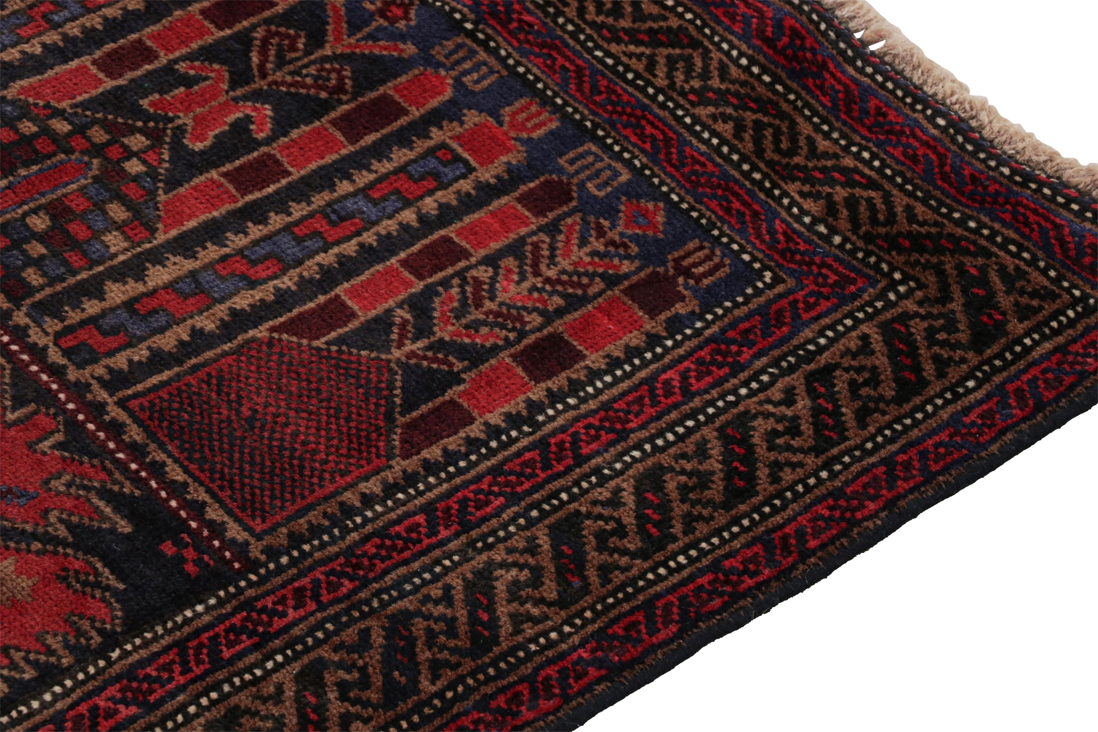 Vintage Baluch Persian rug in Red & Blue Pictorial Patterns from Rug & Kilim In Good Condition For Sale In Long Island City, NY