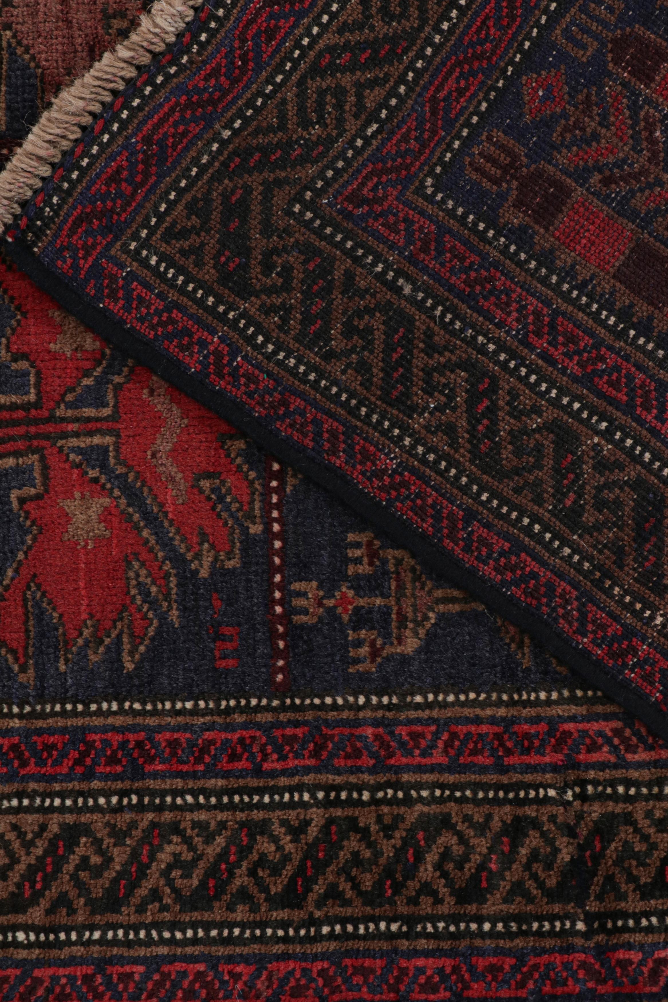 Wool Vintage Baluch Persian rug in Red & Blue Pictorial Patterns from Rug & Kilim For Sale