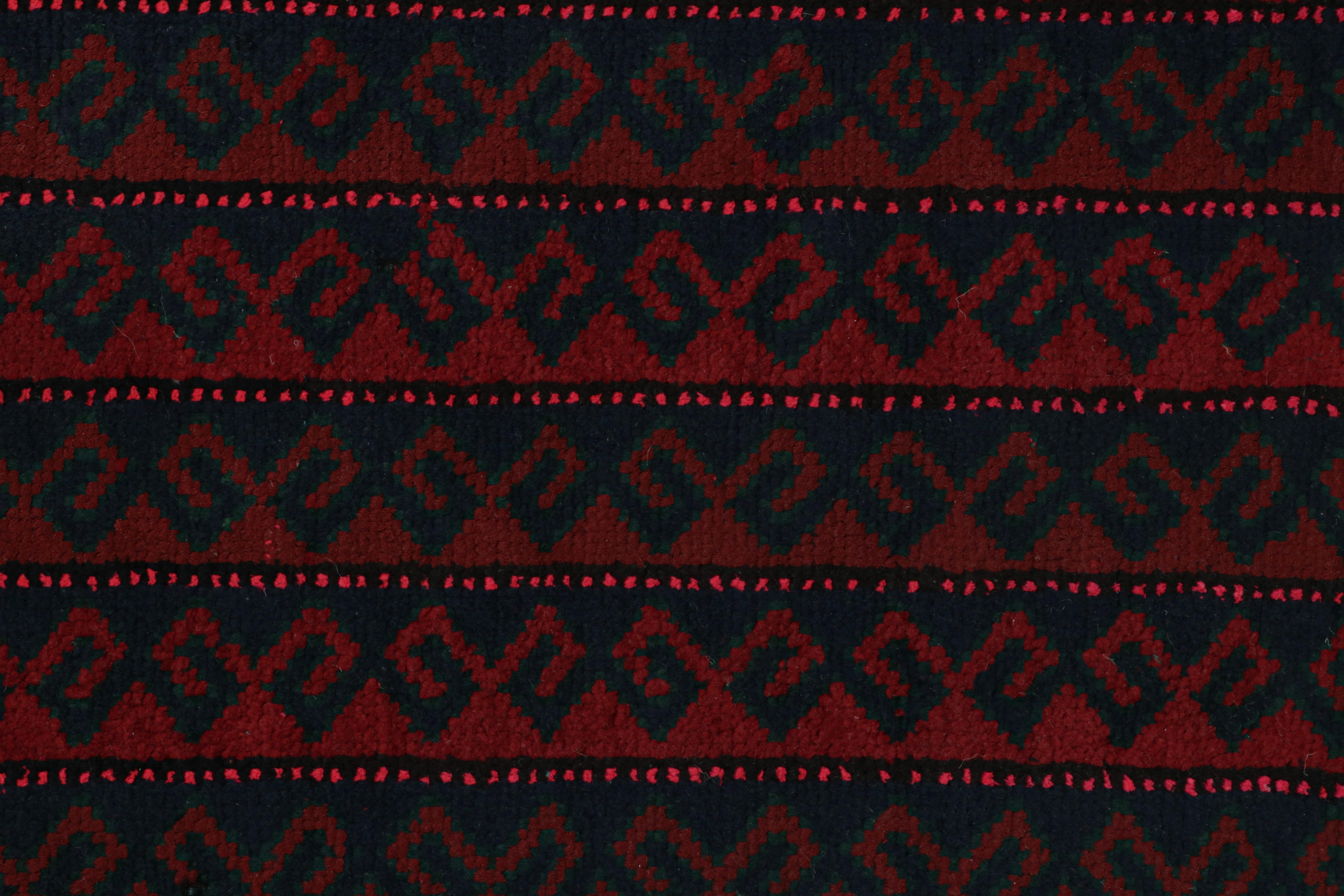 Mid-20th Century Vintage Baluch Persian rug in Red, Blue, White & Black Patterns from Rug & Kilim For Sale