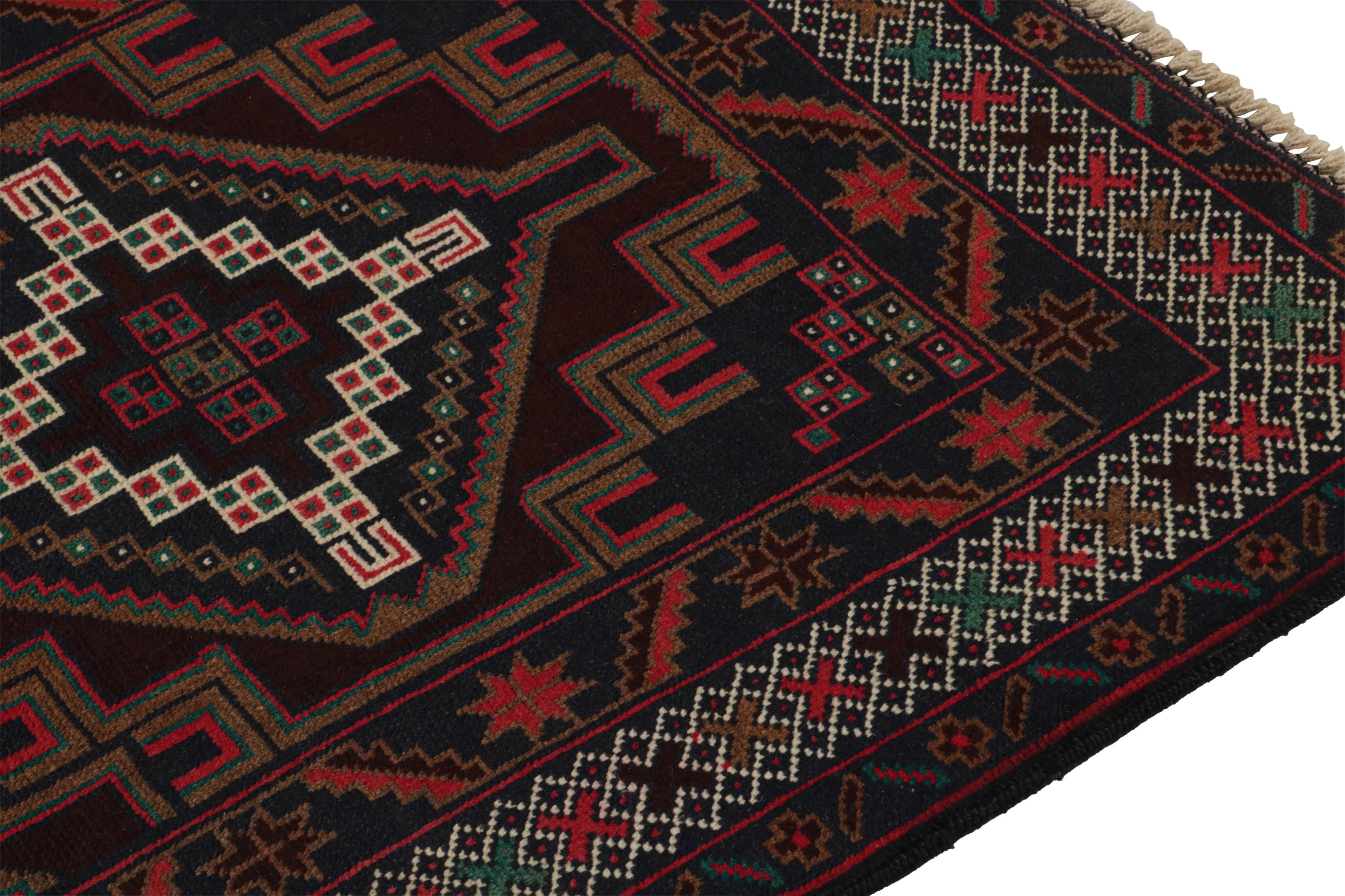 Vintage Baluch Persian rug in Red & Blue with Geometric Pattern from Rug & Kilim In Good Condition For Sale In Long Island City, NY