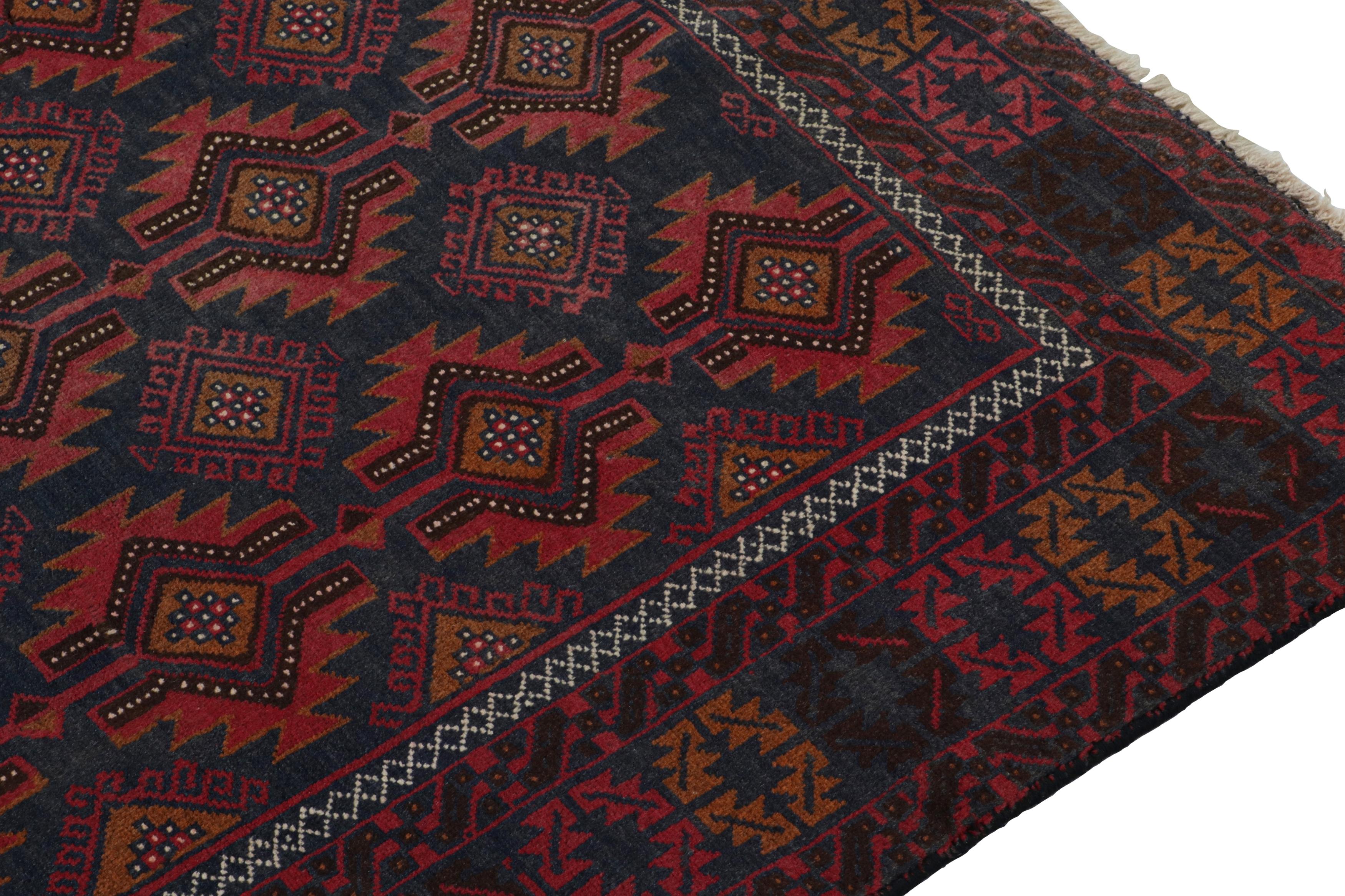 Vintage Baluch Persian rug in Red & Brown on Blue Patterns from Rug & Kilim In Good Condition For Sale In Long Island City, NY