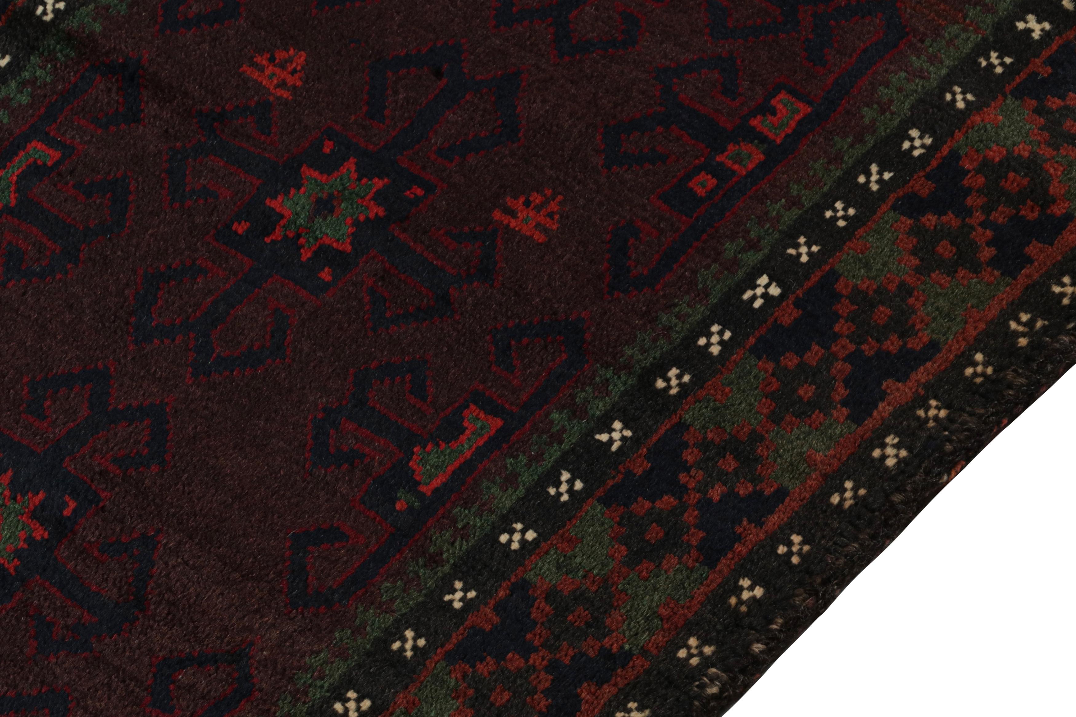 Vintage Baluch Persian rug in Red, Green, Blue & Black Patterns from Rug & Kilim In Good Condition For Sale In Long Island City, NY