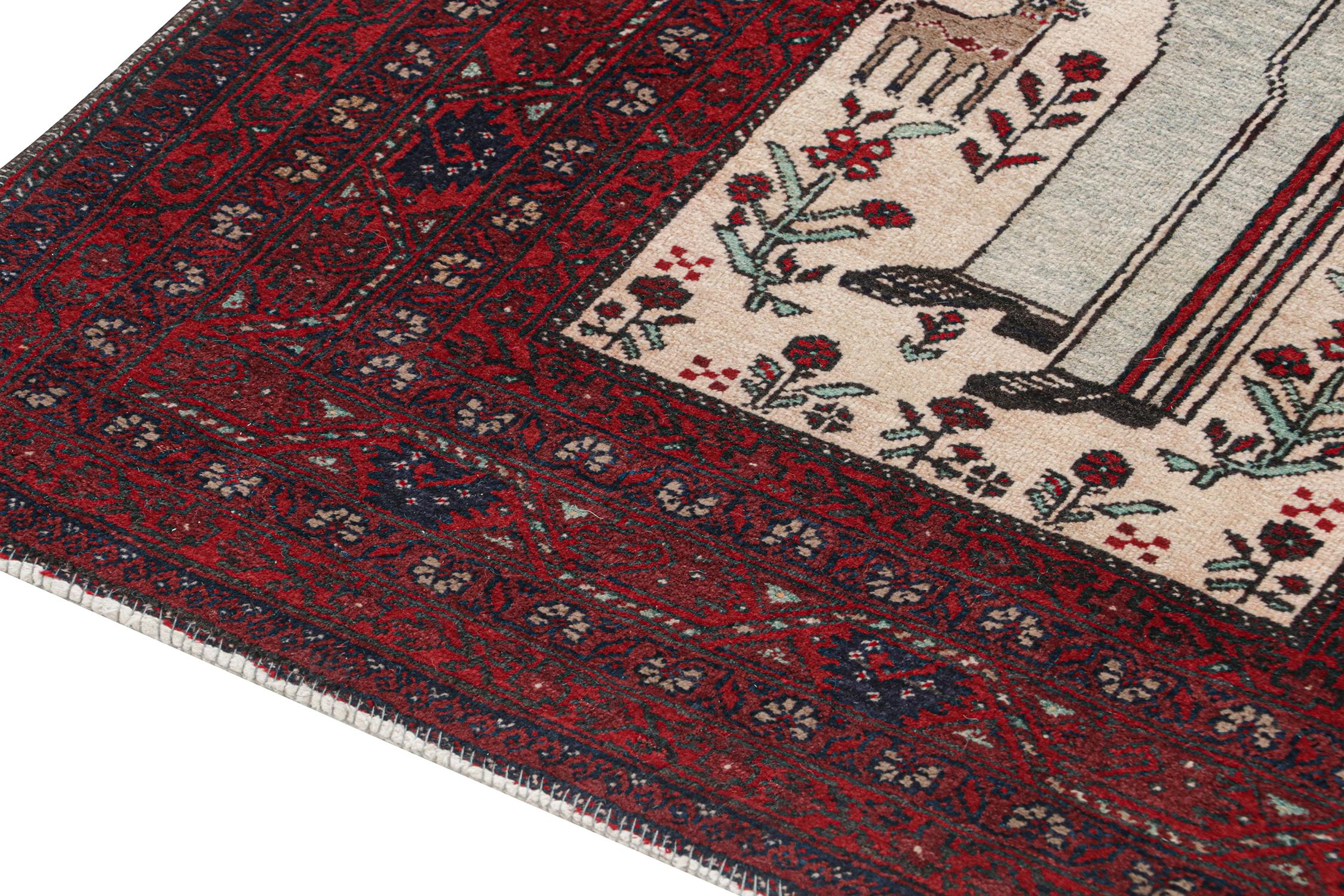 Vintage Baluch Persian Rug with Rare Pictorial Pattern In Good Condition For Sale In Long Island City, NY