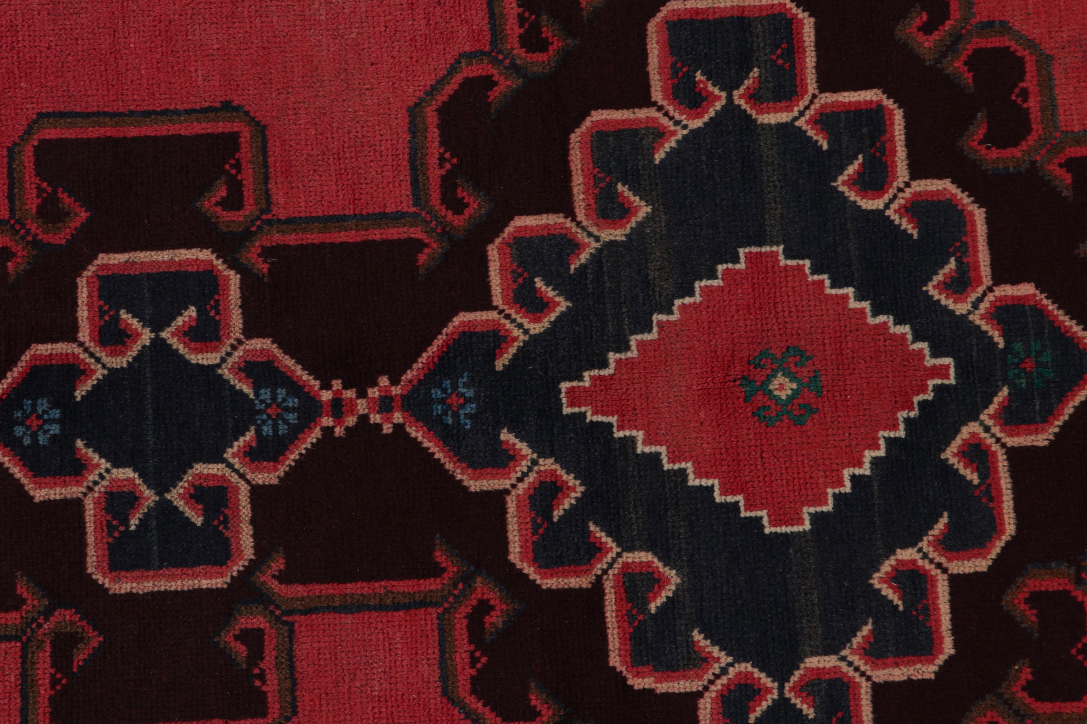 Mid-20th Century Vintage Baluch Afghan runner in Red, Blue & Brown Patterns from Rug & Kilim For Sale