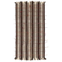 Vintage Baluch Persian Tribal Kilim in Brown and White Stripes by Rug & Kilim