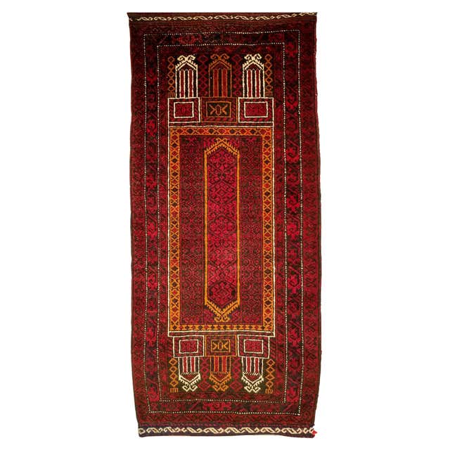Vintage Rug Vintage Aghan Baluch Prayer Rug with Islamic motifs, hand-knotted in ...