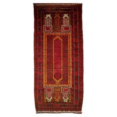 Vintage Baluch Prayer Rug, Hand-Knotted Wool, Mid-20th Century