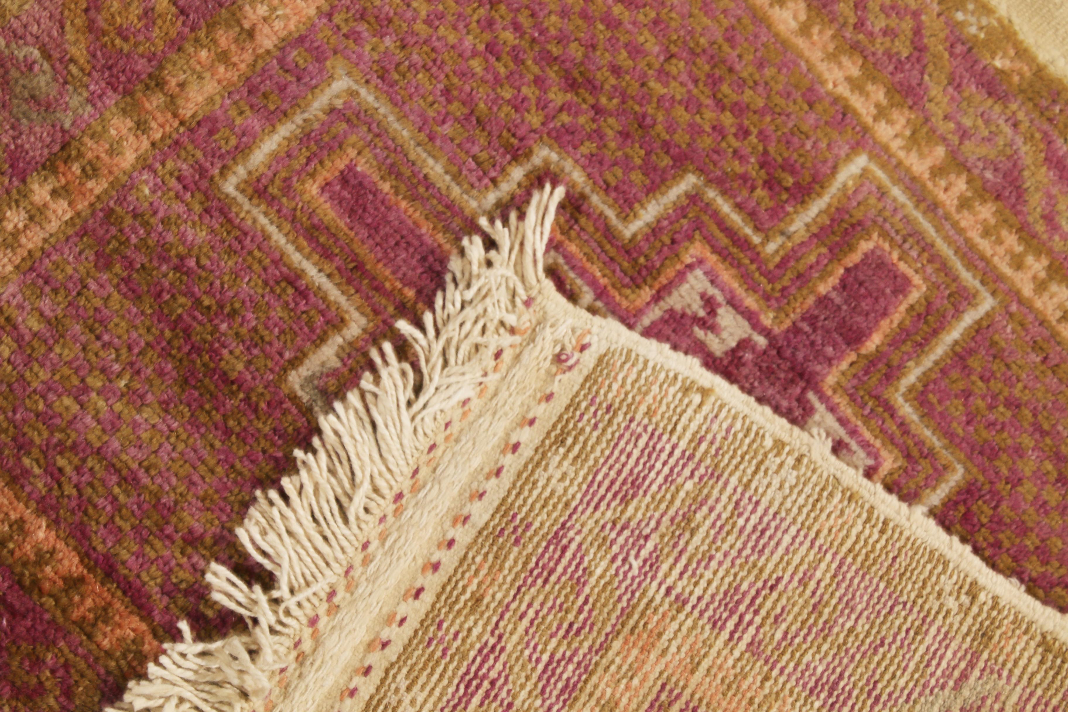 Vintage Baluch Purple and Gold Geometric Wool Persian Rug by Rug & Kilim 1