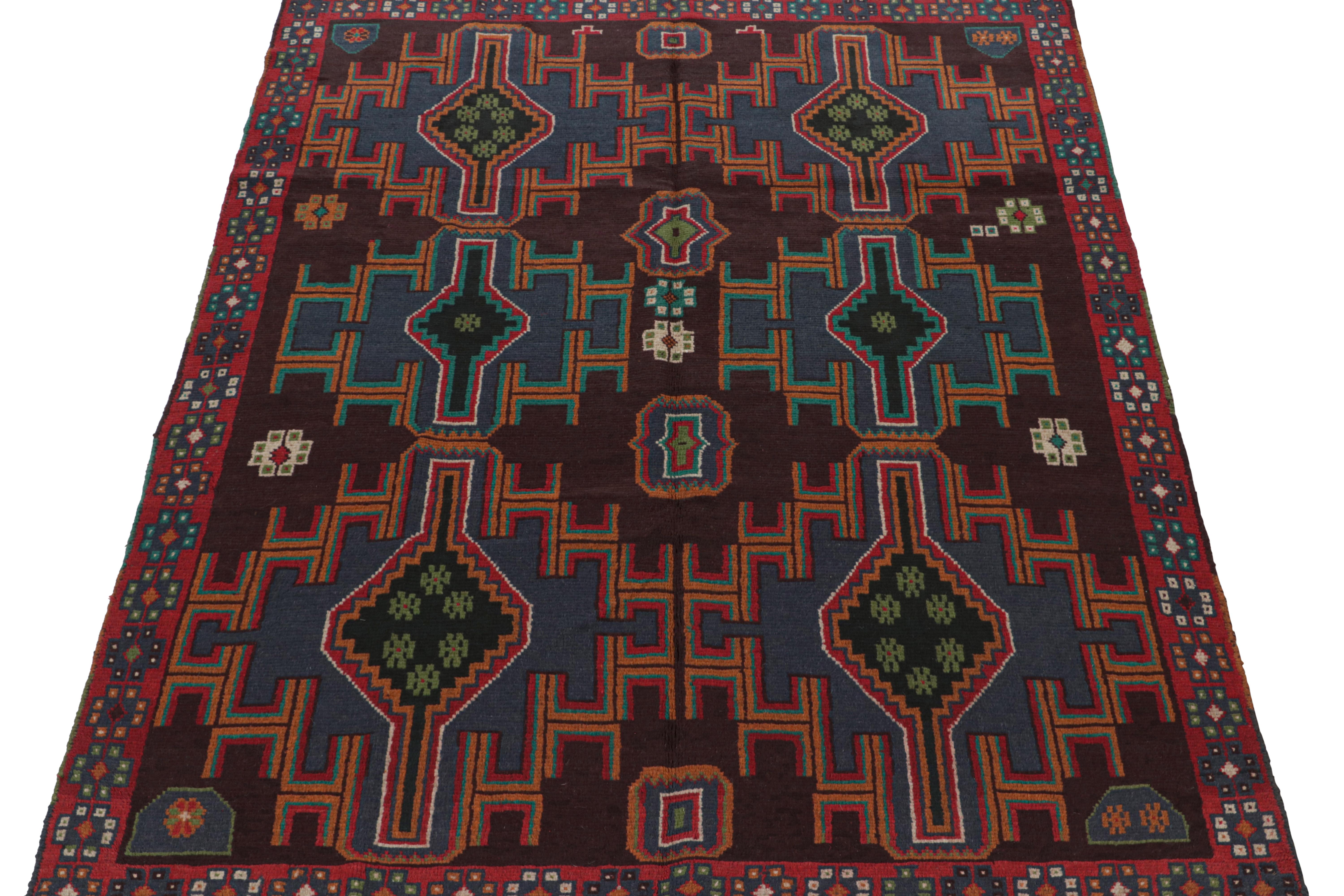 Afghan Rug & Kilim’s Baluch Tribal Rug with Colorful Geometric Patterns For Sale