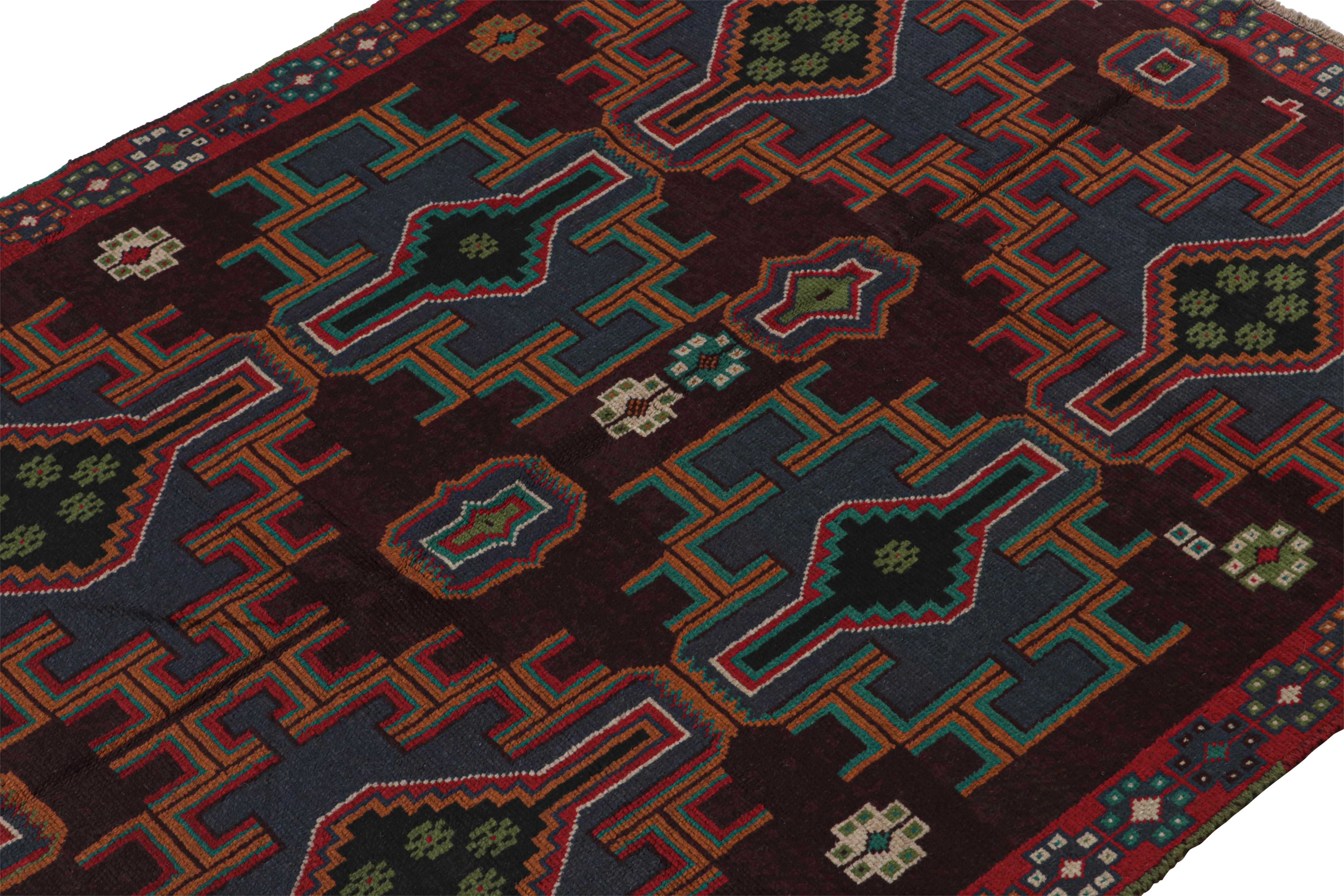 Hand-Knotted Rug & Kilim’s Baluch Tribal Rug with Colorful Geometric Patterns For Sale