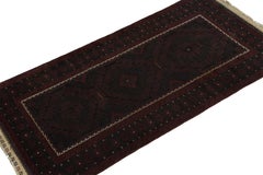 Vintage Baluch Runner Rug in Maroon & Blue Geometric Patterns, from Rug & Kilim