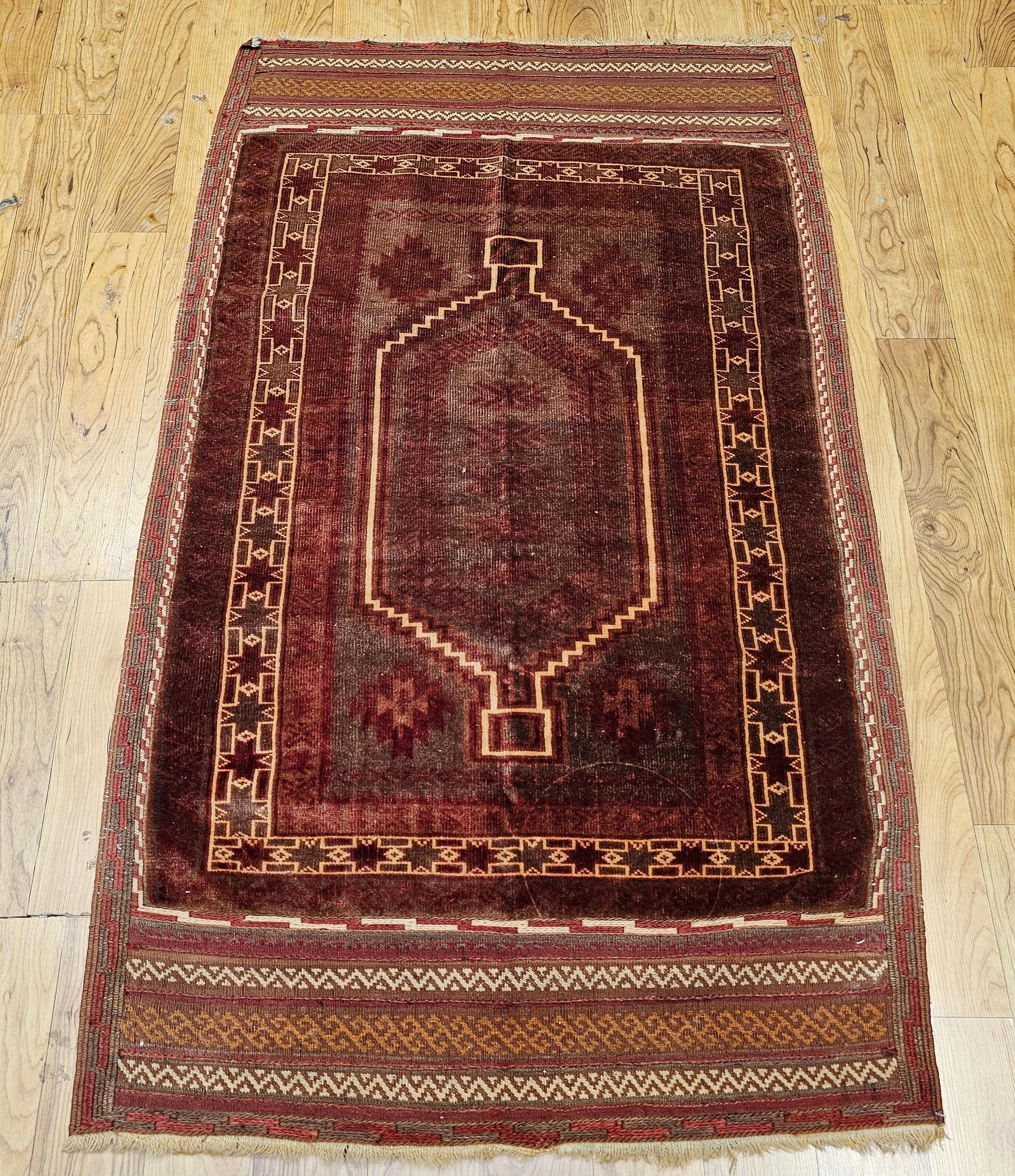 Vintage Baluch Stammeskunst-Teppich in All Over-Geometrischem Muster (Afghanisch) im Angebot