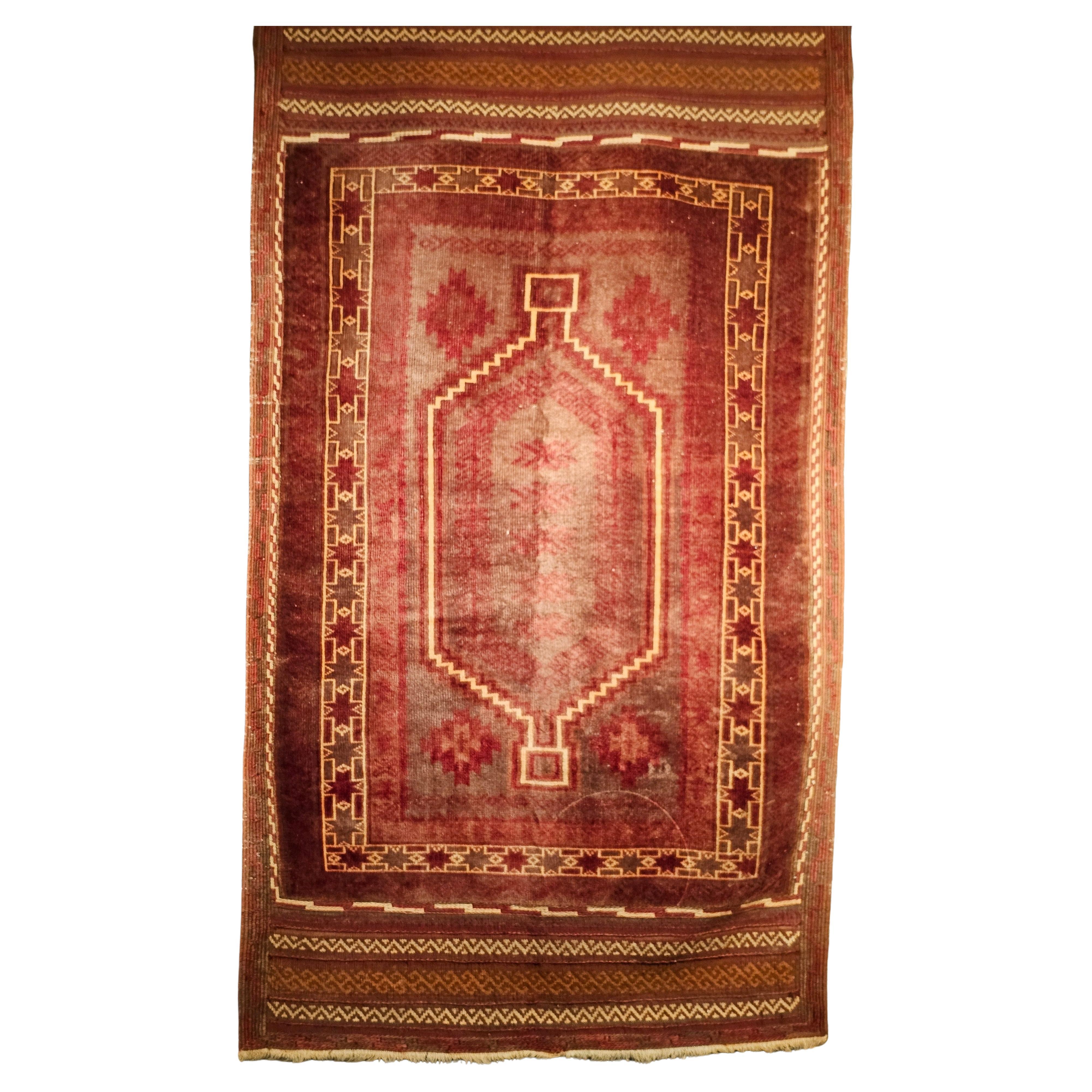 Vintage Baluch Stammeskunst-Teppich in All Over-Geometrischem Muster