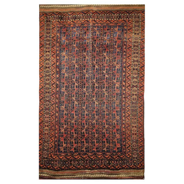 Retro Classig Vintage Afghan Rug, Hand-Knotted Silk, Allover Geometric Pattern, 6 x 9 ...