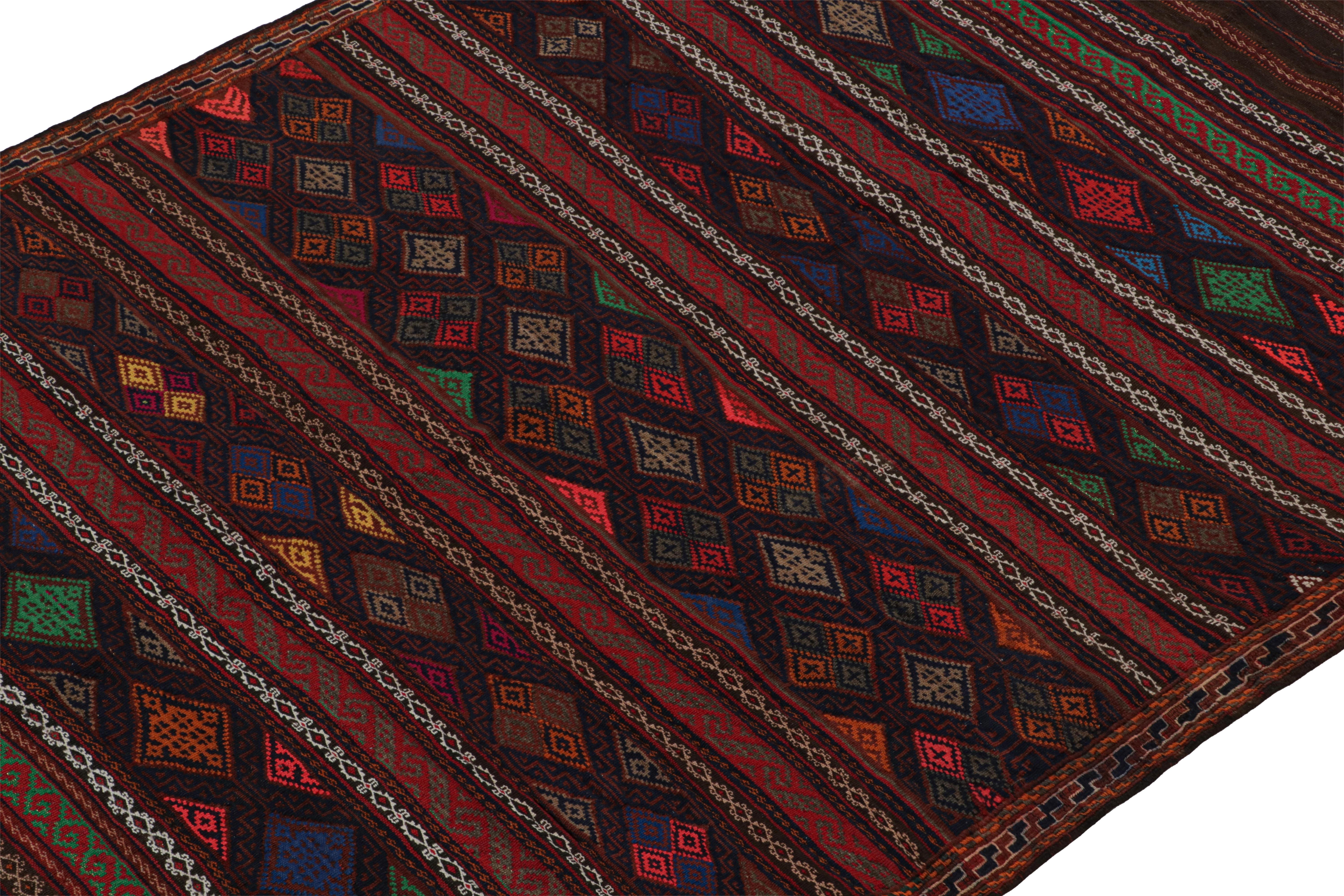 Hand-Woven Vintage Baluch Tribal Kilim in Brown with Geometric Patterns by Rug & Kilim For Sale