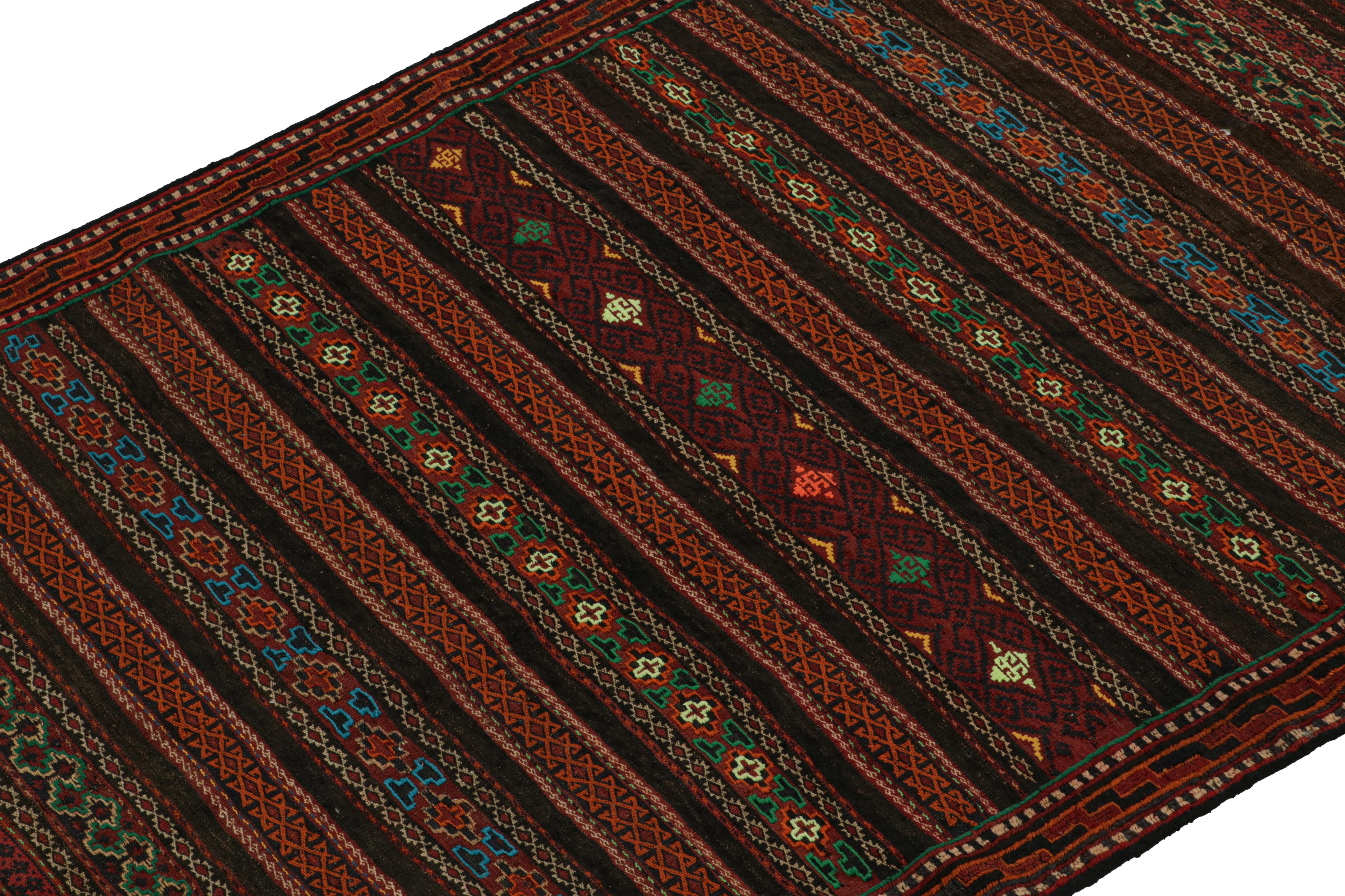 Hand-Woven Vintage Baluch Tribal Kilim in Brown with Geometric Patterns, from Rug & Kilim For Sale