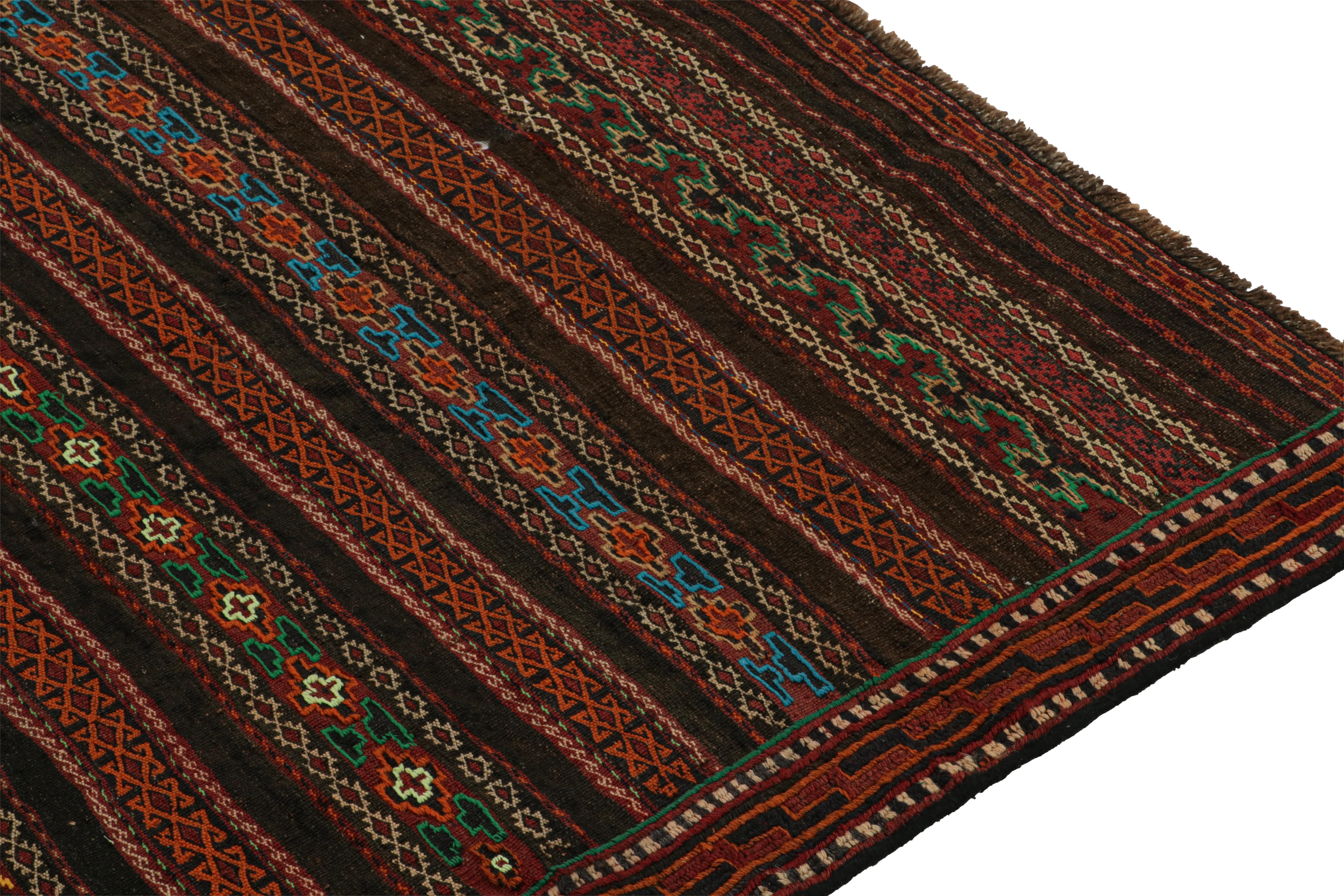 Vintage Baluch Tribal Kilim in Brown with Geometric Patterns, from Rug & Kilim In Good Condition For Sale In Long Island City, NY