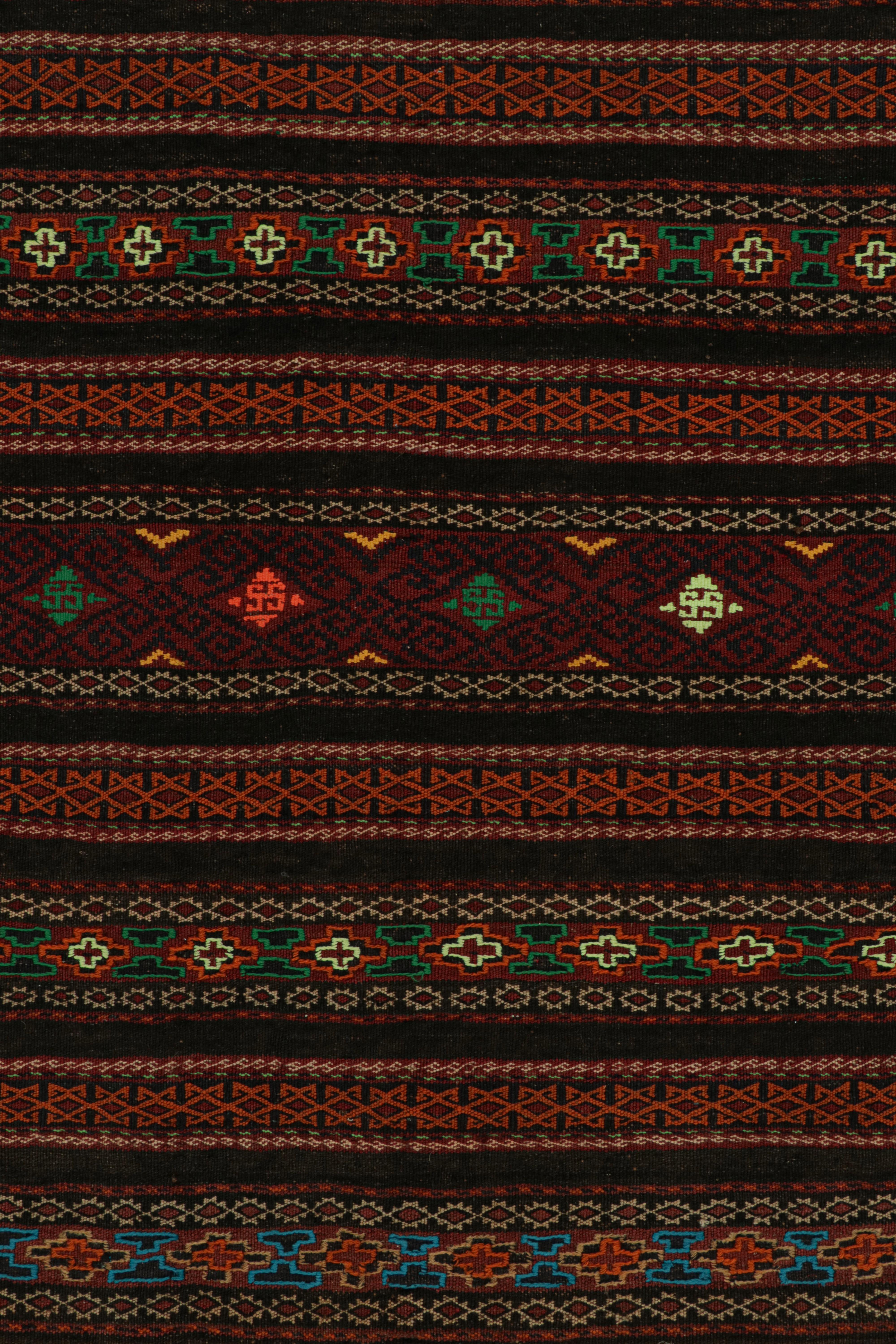 Mid-20th Century Vintage Baluch Tribal Kilim in Brown with Geometric Patterns, from Rug & Kilim For Sale