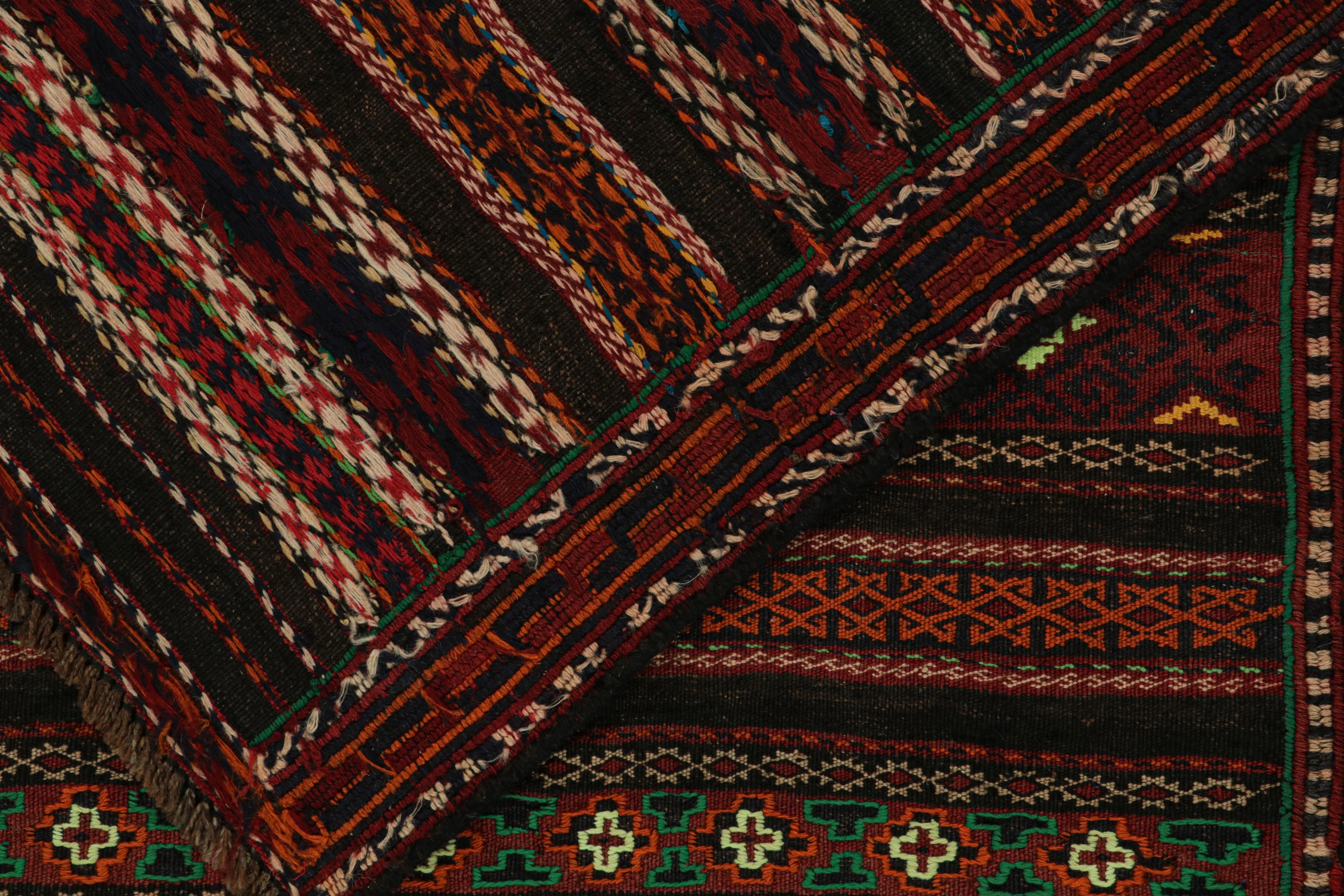 Wool Vintage Baluch Tribal Kilim in Brown with Geometric Patterns, from Rug & Kilim For Sale