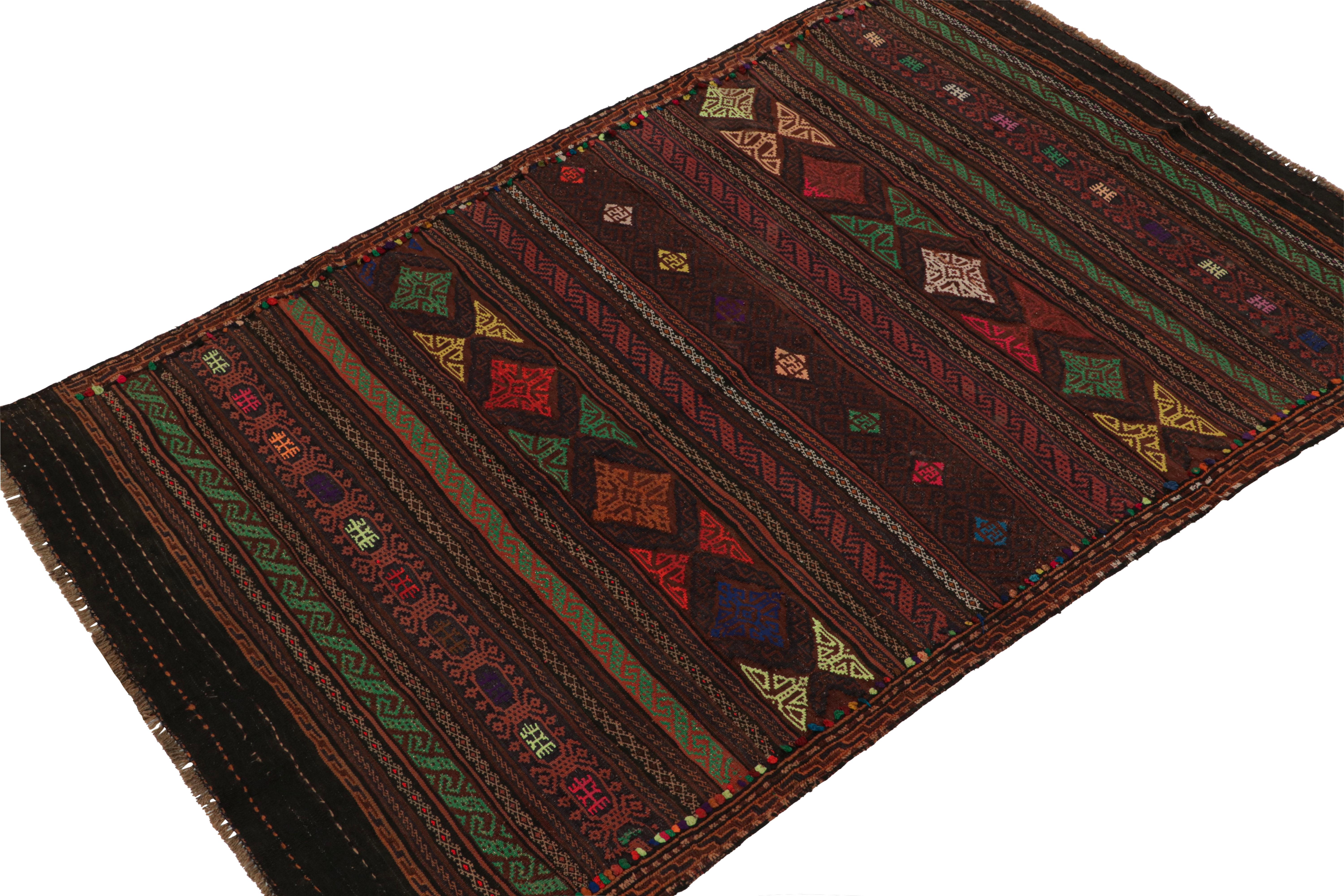 Handwoven in wool circa 1950-1960, this vintage tribal kilim rug from the Baluch tribe is the latest to join Rug & Kilim’s collection of coveted flatweaves. 

On the Design:

Specifically believed to be coming from the Leghari clan of the Baluch