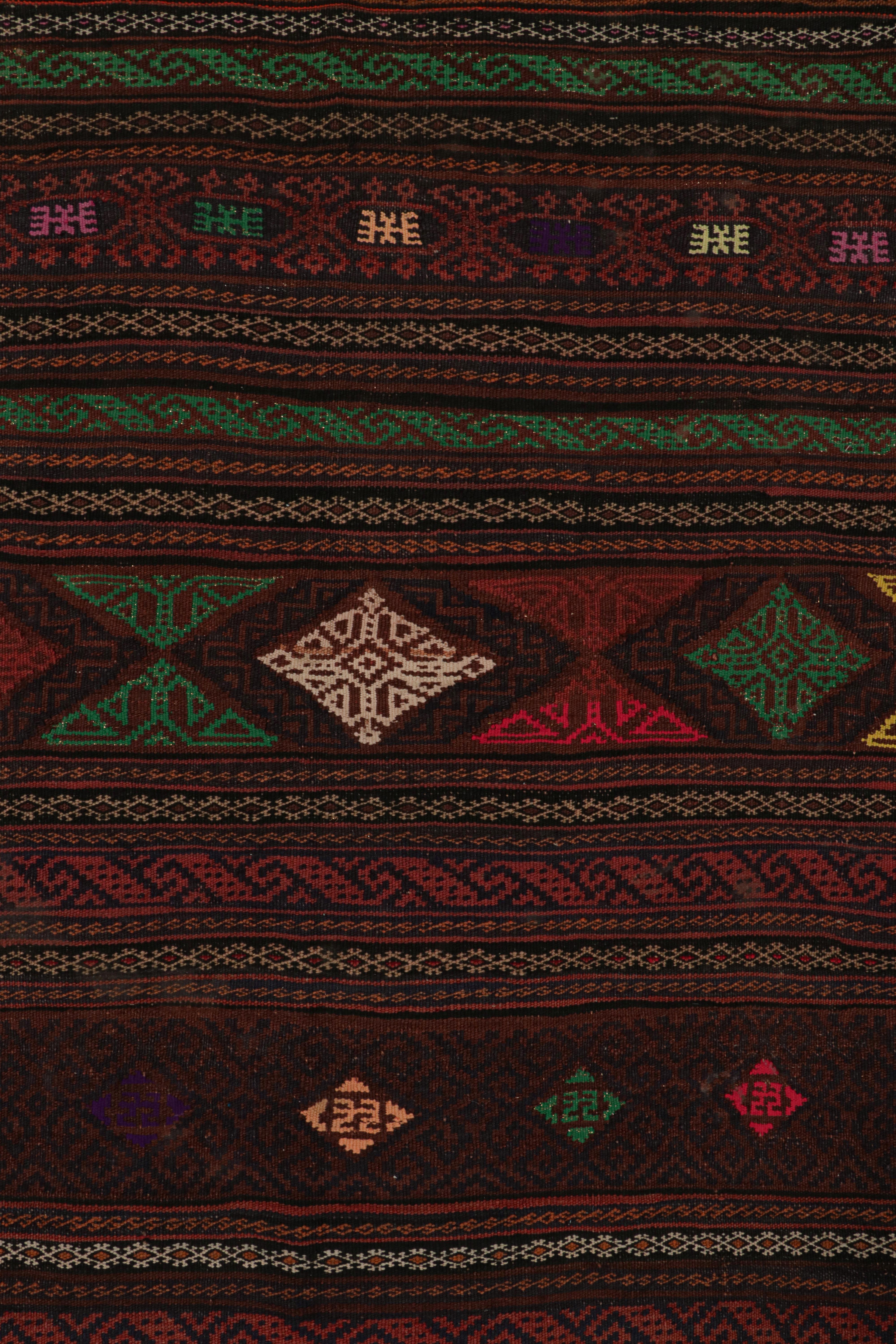 Mid-20th Century Vintage Baluch Tribal Kilim in Brown with Multicolor Patterns from Rug & Kilim For Sale