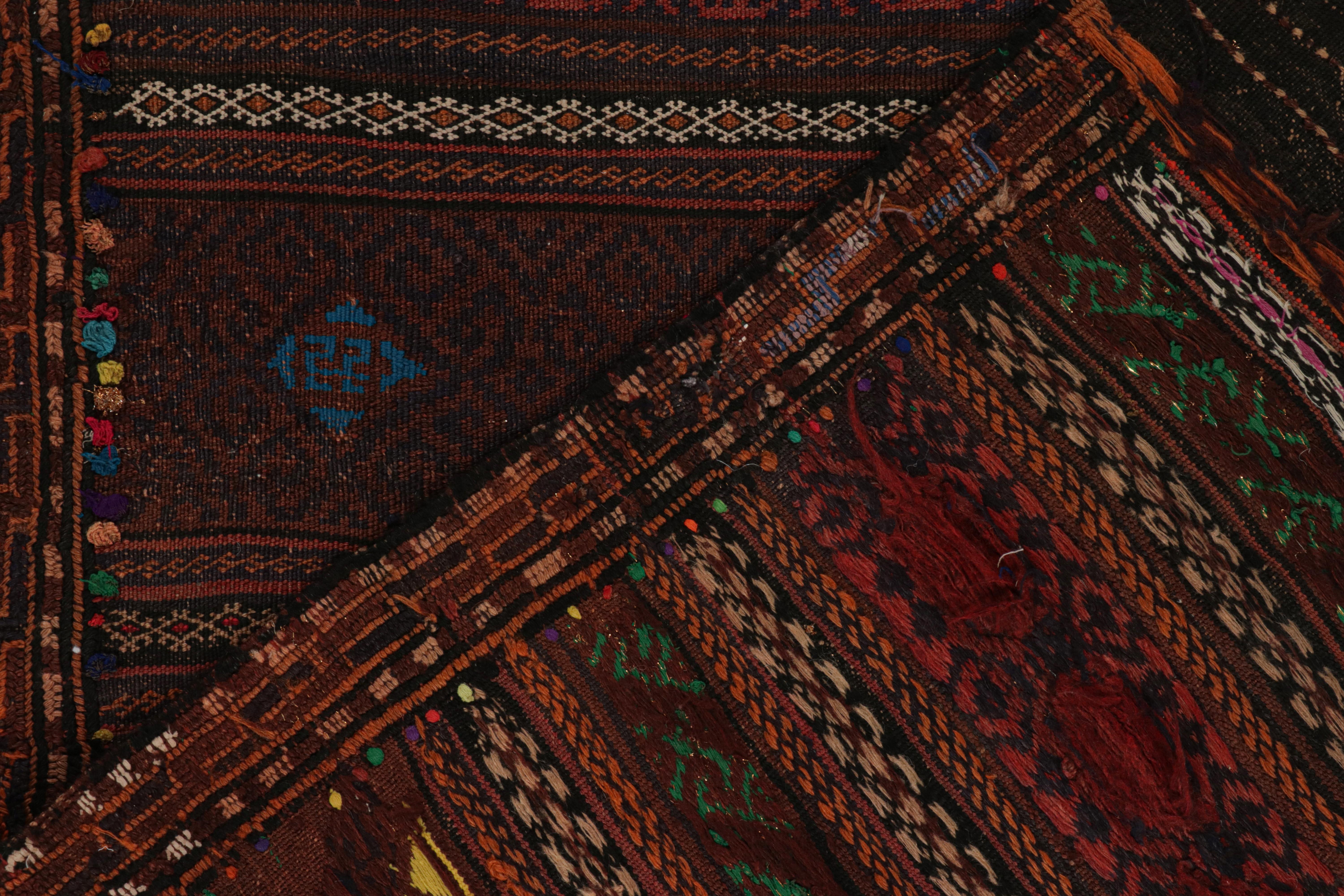 Wool Vintage Baluch Tribal Kilim in Brown with Multicolor Patterns from Rug & Kilim For Sale