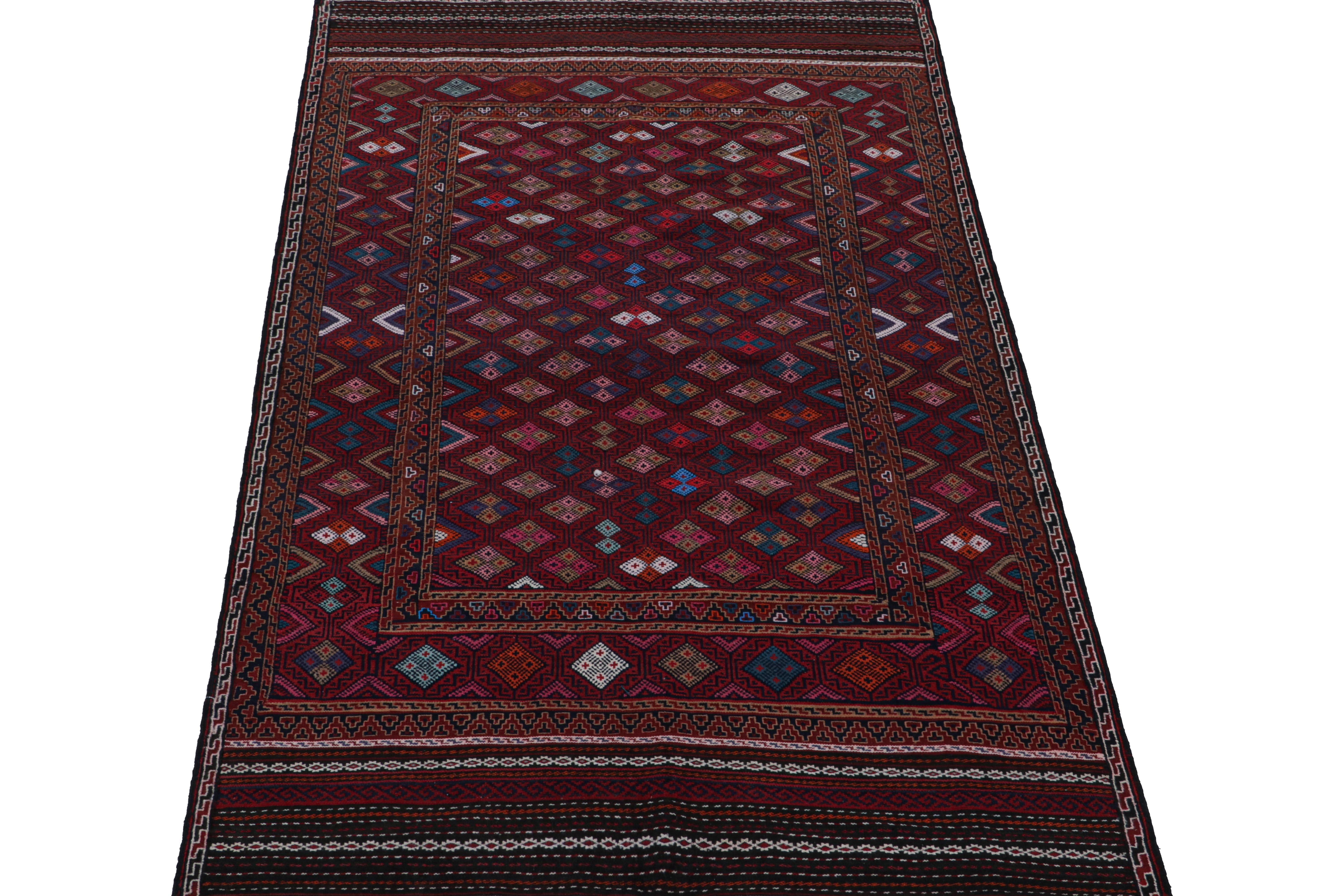 Afghan Vintage Baluch Tribal Kilim in Red with Geometric Patterns, from Rug & Kilim For Sale