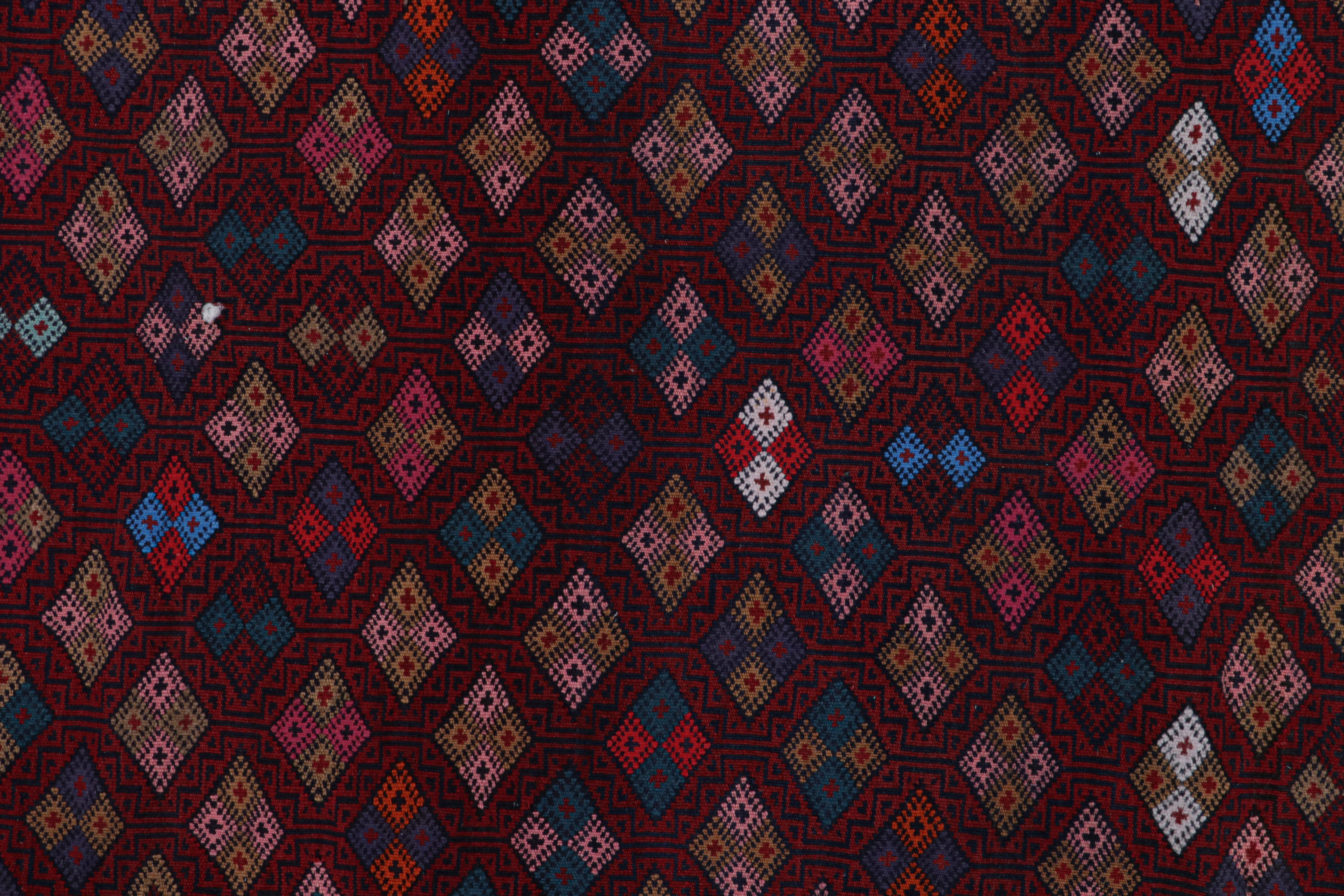 Mid-20th Century Vintage Baluch Tribal Kilim in Red with Geometric Patterns, from Rug & Kilim For Sale