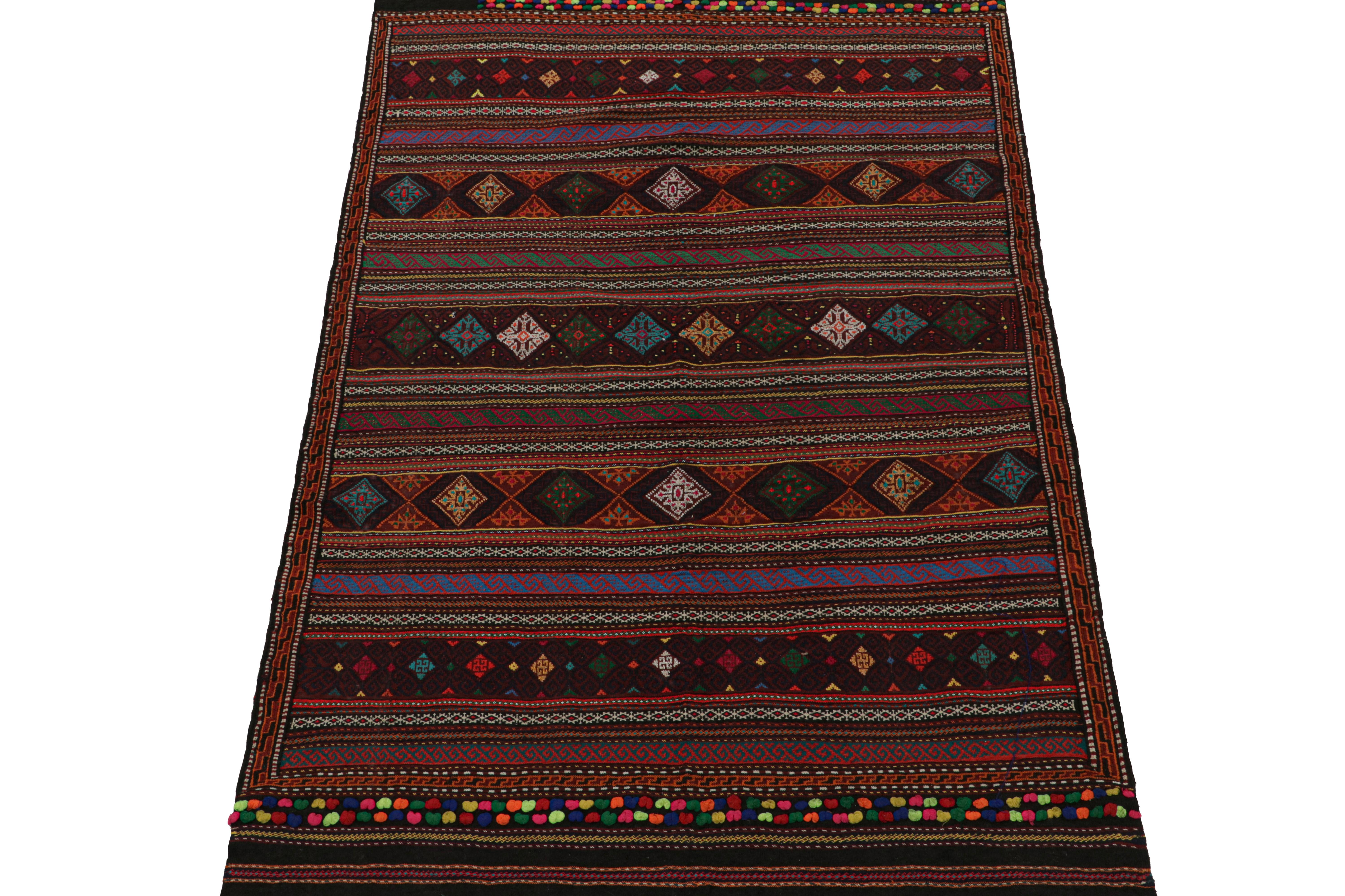 Afghan Vintage Baluch Tribal Kilim with Colorful Geometric Patterns, from Rug & Kilim For Sale