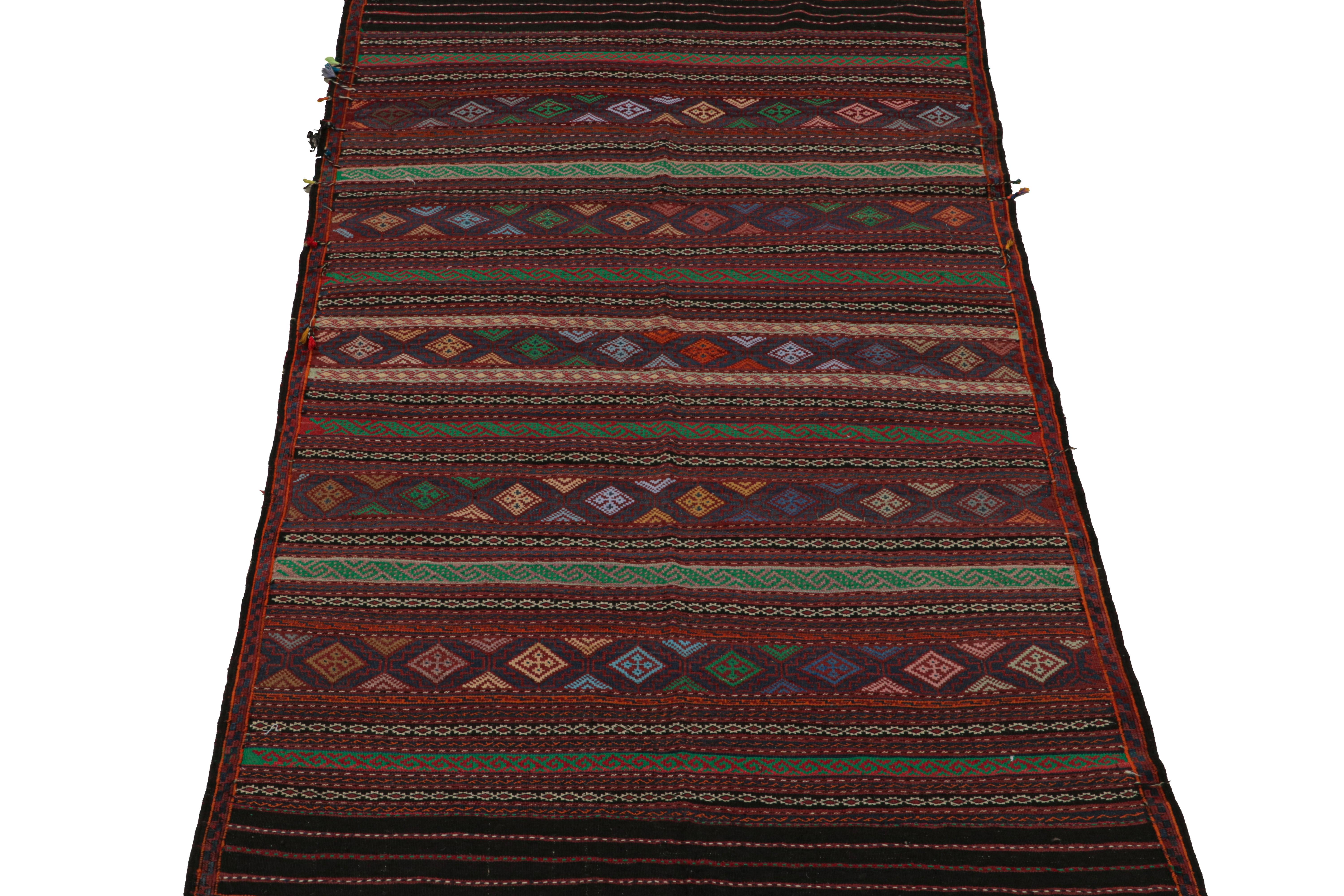 Afghan Vintage Baluch Tribal Kilim with Colorful Stripes & Motifs, from Rug & Kilim For Sale