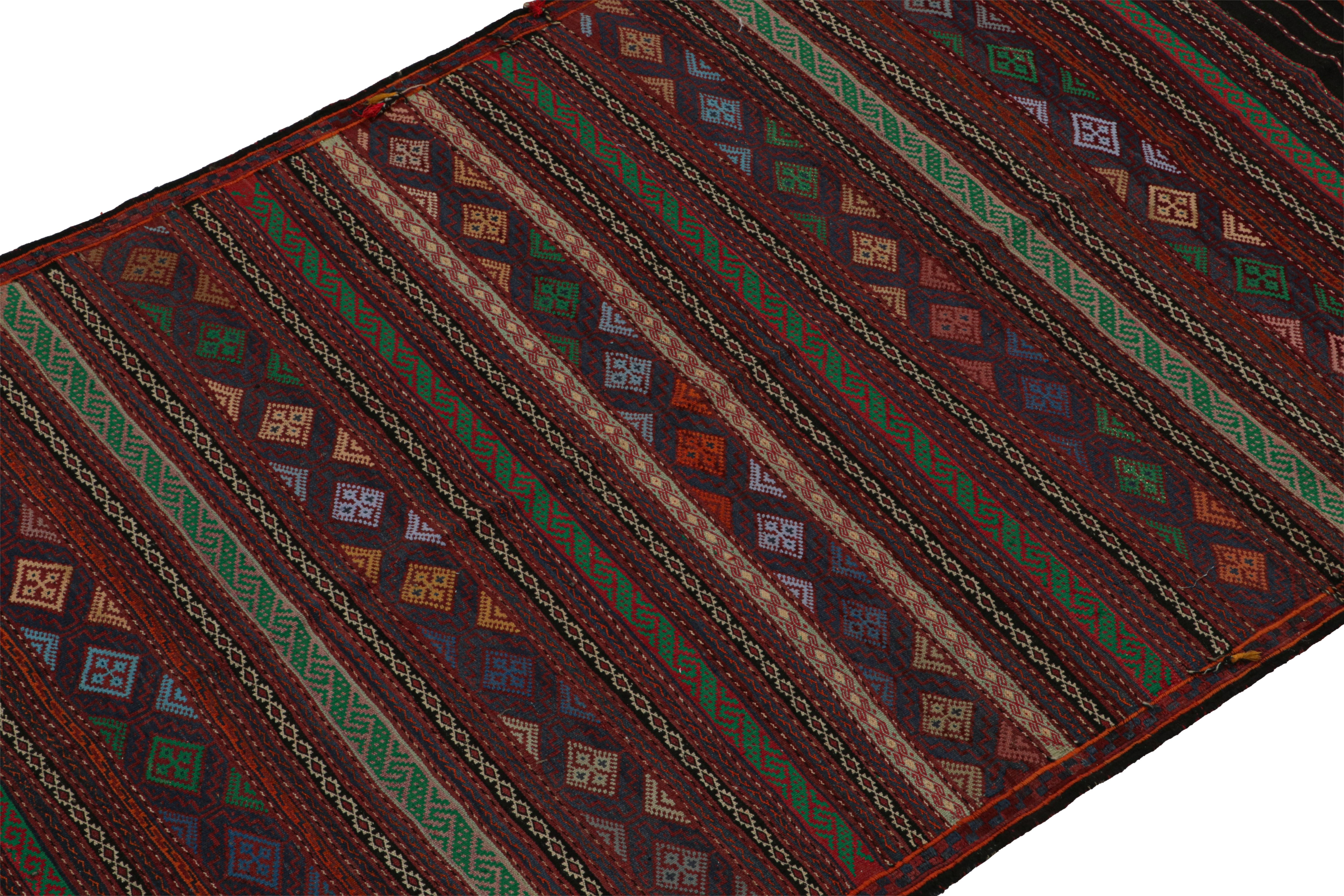 Hand-Woven Vintage Baluch Tribal Kilim with Colorful Stripes & Motifs, from Rug & Kilim For Sale