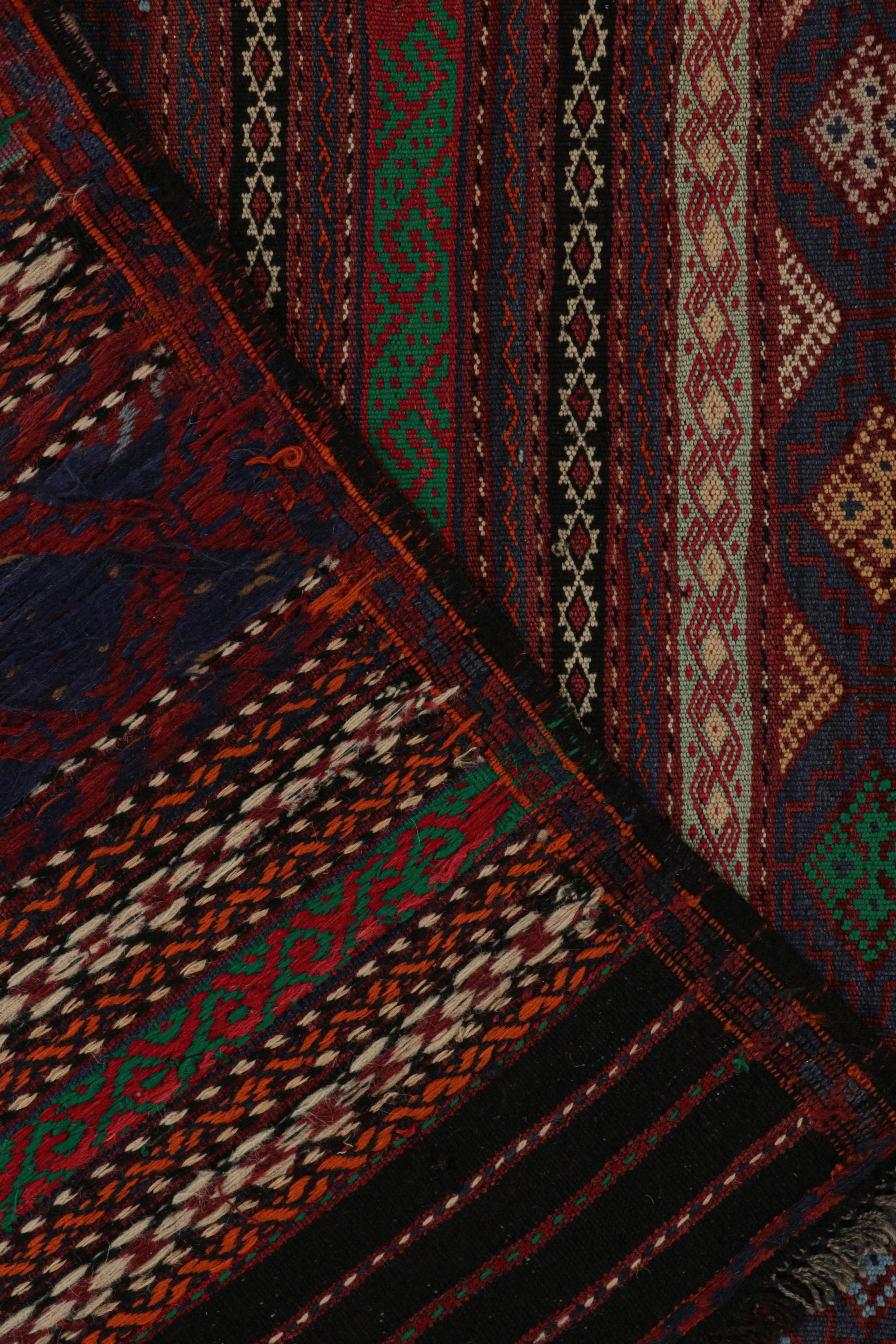 Wool Vintage Baluch Tribal Kilim with Colorful Stripes & Motifs, from Rug & Kilim For Sale