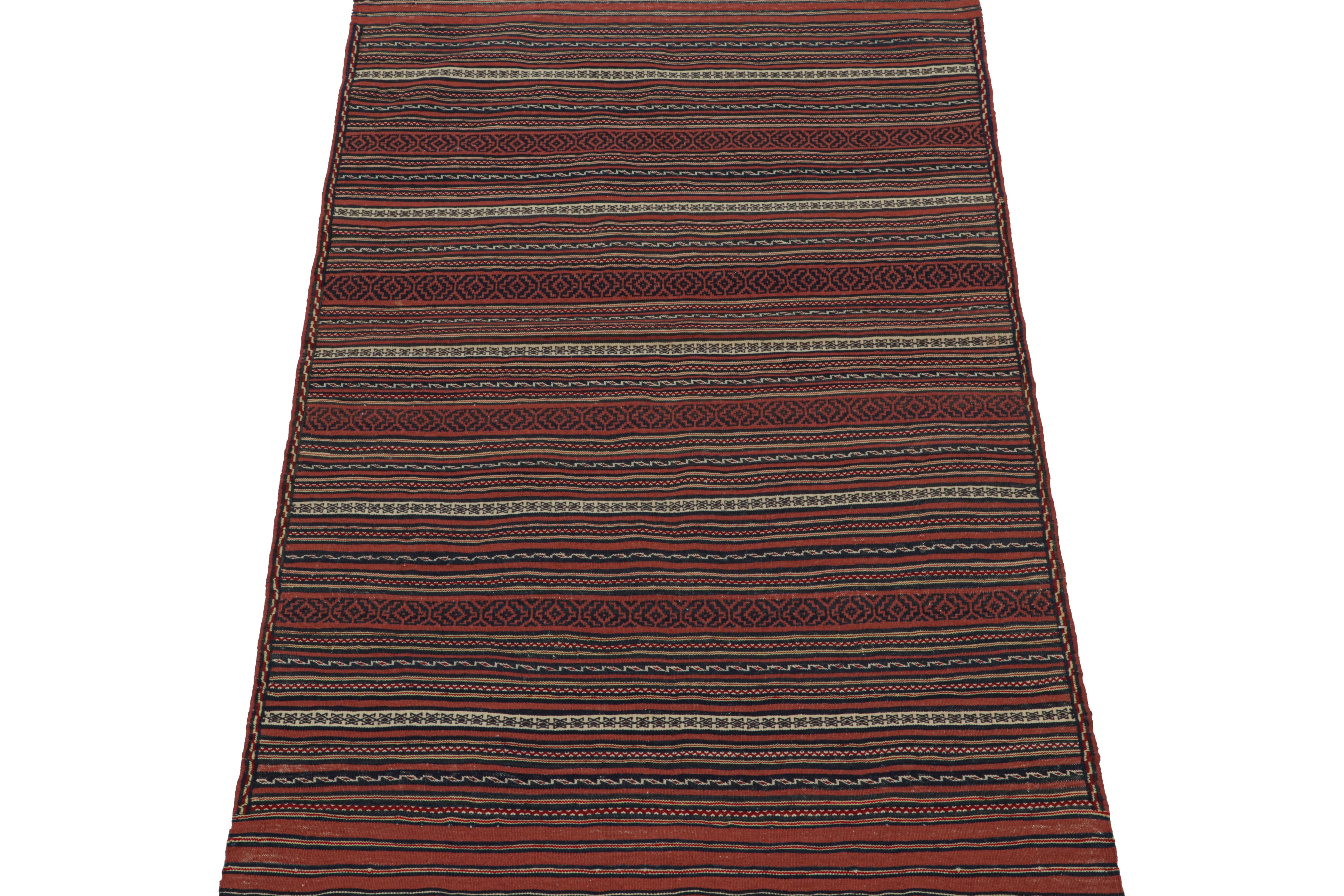 Afghan Vintage Baluch Tribal Kilim with Red, Blue and Beige Stripes, from Rug & Kilim For Sale