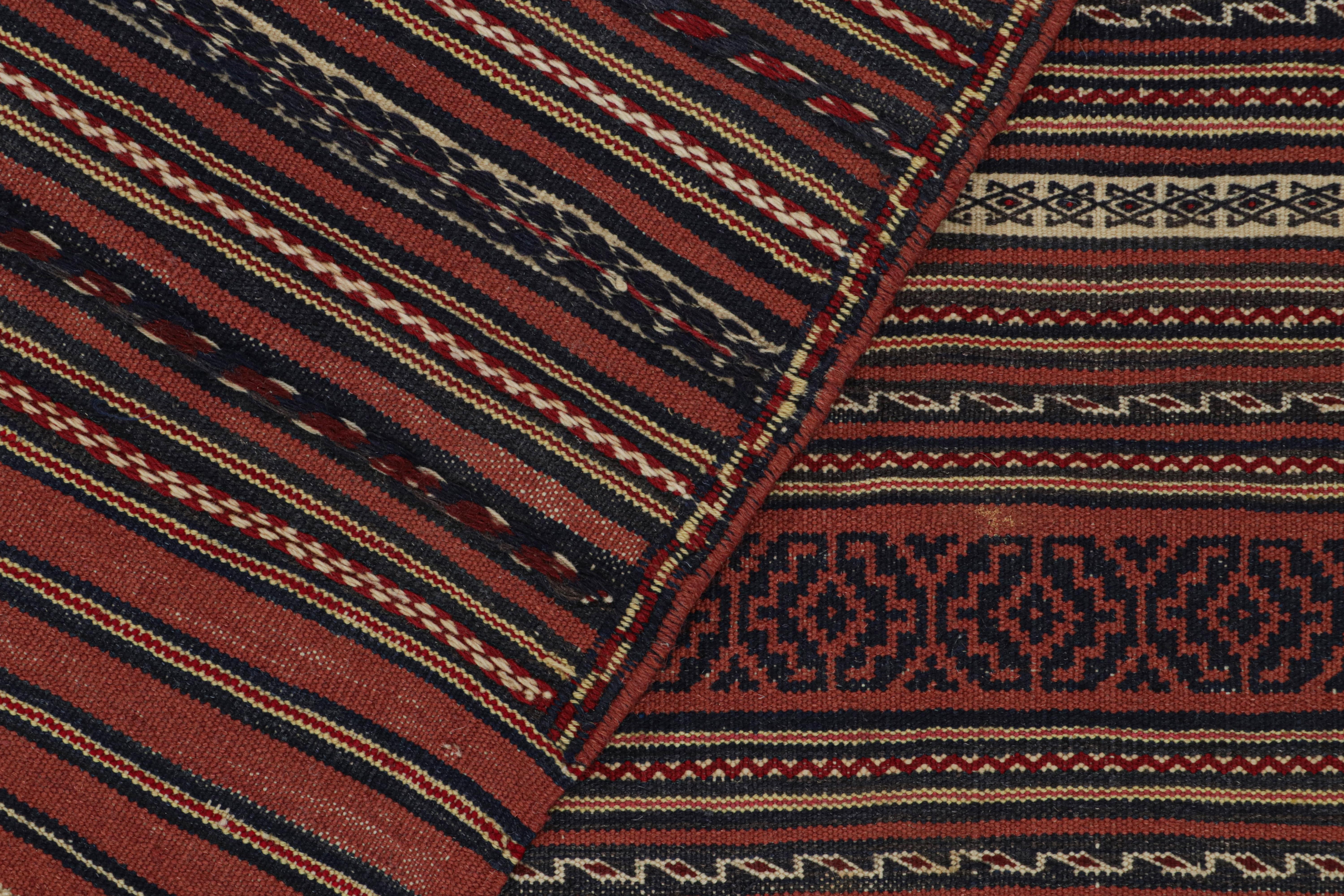 Mid-20th Century Vintage Baluch Tribal Kilim with Red, Blue and Beige Stripes, from Rug & Kilim For Sale
