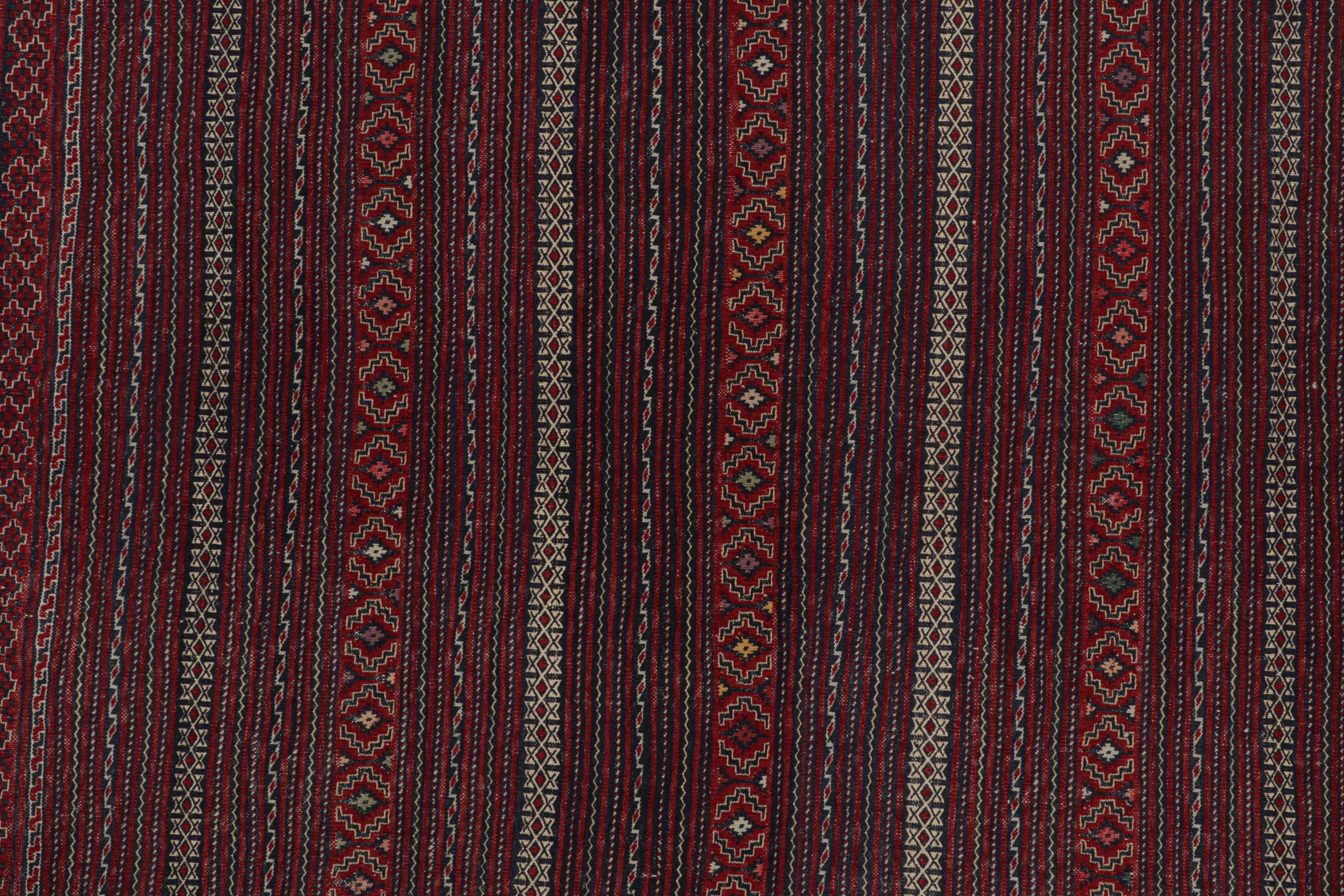 Mid-20th Century Vintage Baluch Tribal Kilim with Red & Blue Geometric Patterns, from Rug & Kilim For Sale
