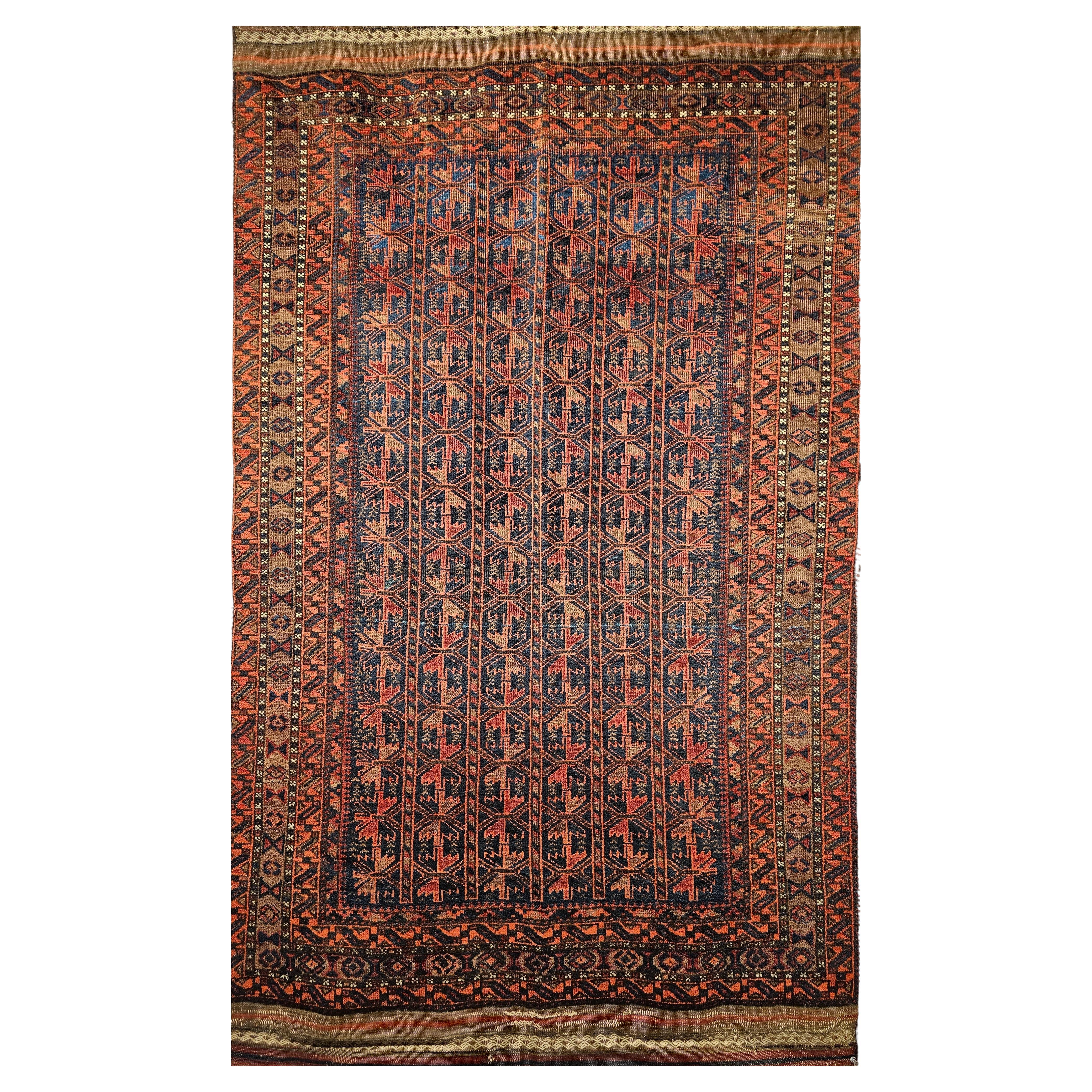 Tapis persan Baluch vintage à motif géométrique sur toute sa surface