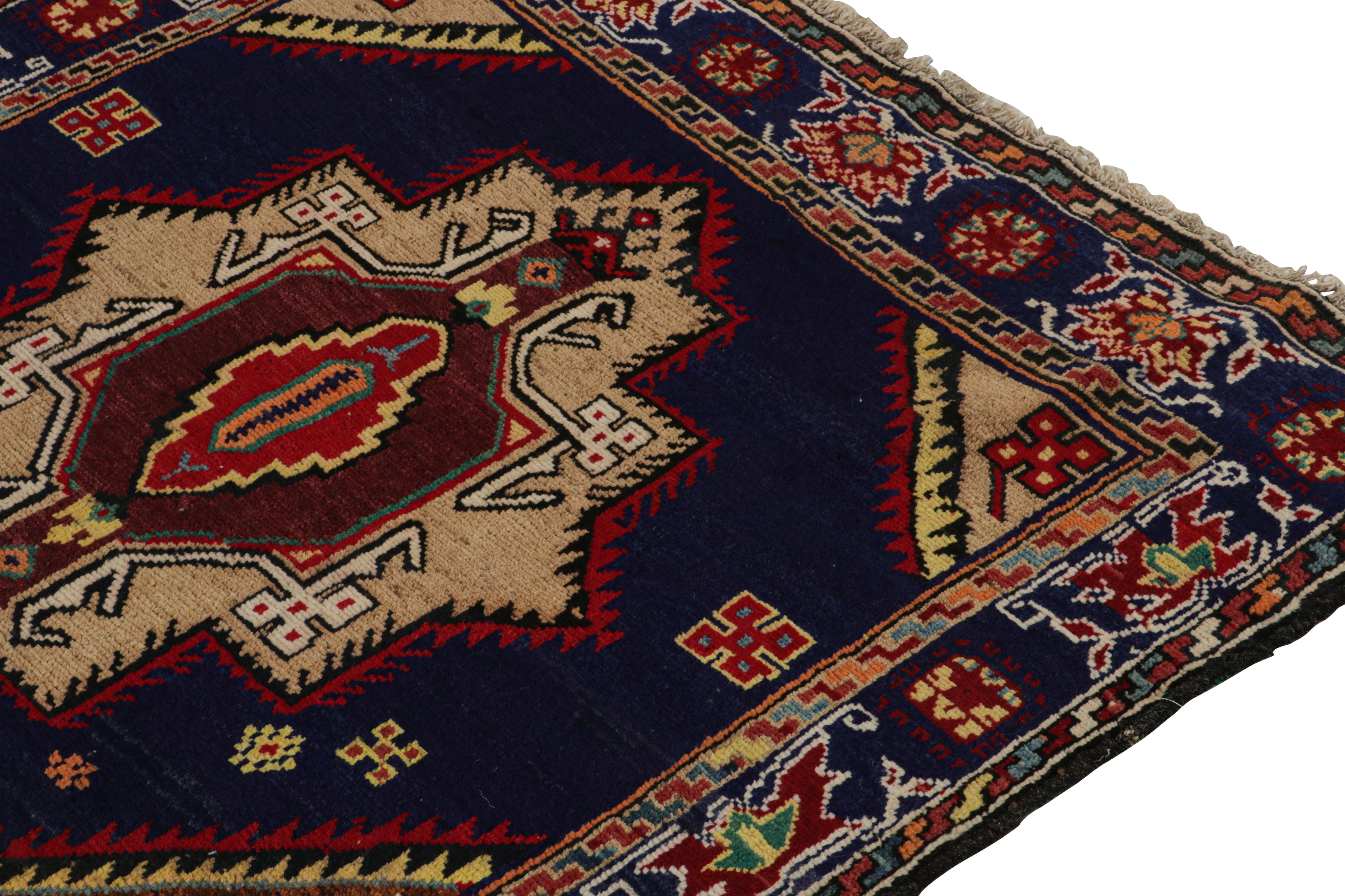 Vintage Baluch Tribal Rug in Blue with Beige-Brown Medallions, from Rug & Kilim In Good Condition For Sale In Long Island City, NY