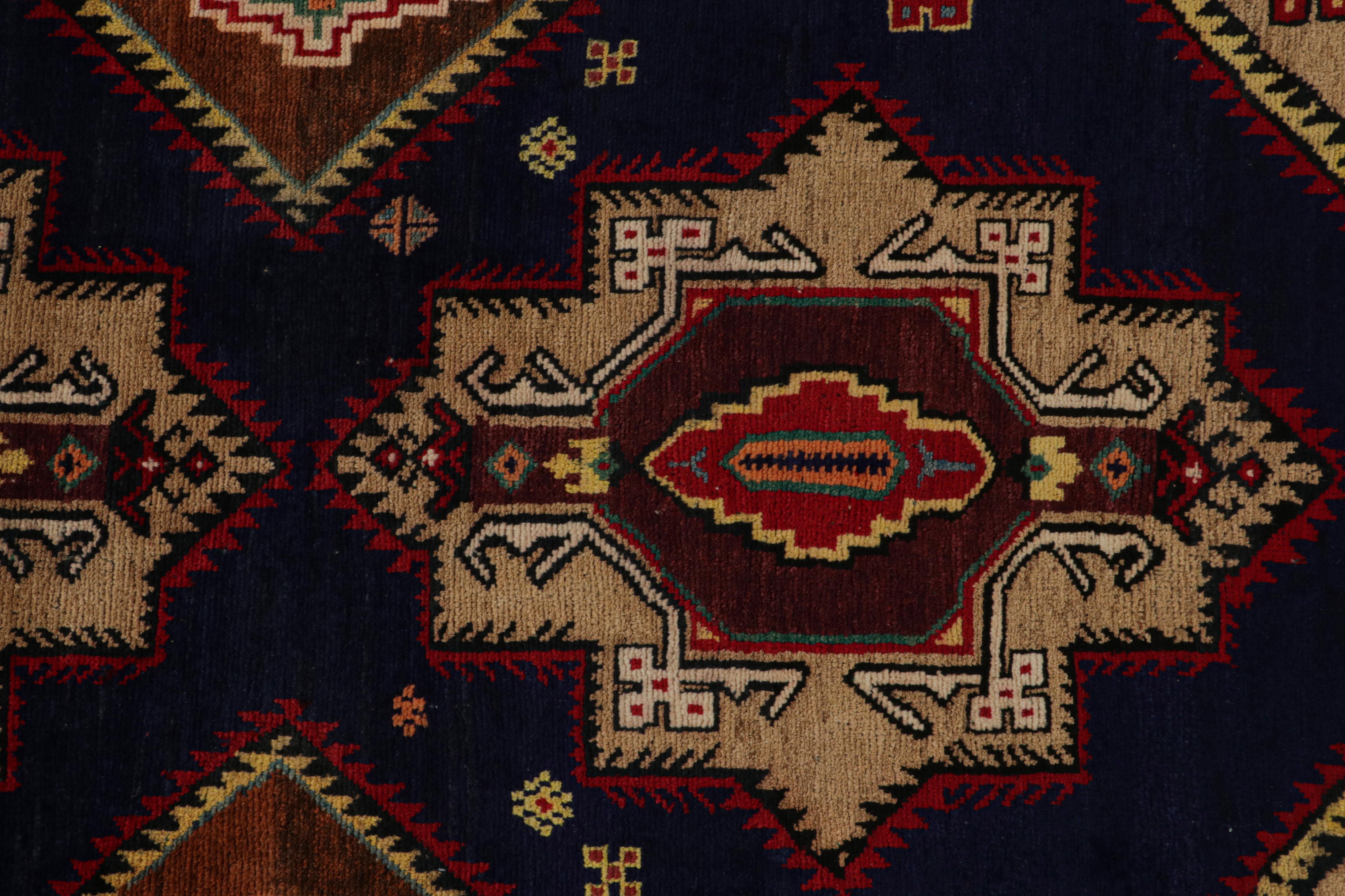 Mid-20th Century Vintage Baluch Tribal Rug in Blue with Beige-Brown Medallions, from Rug & Kilim For Sale