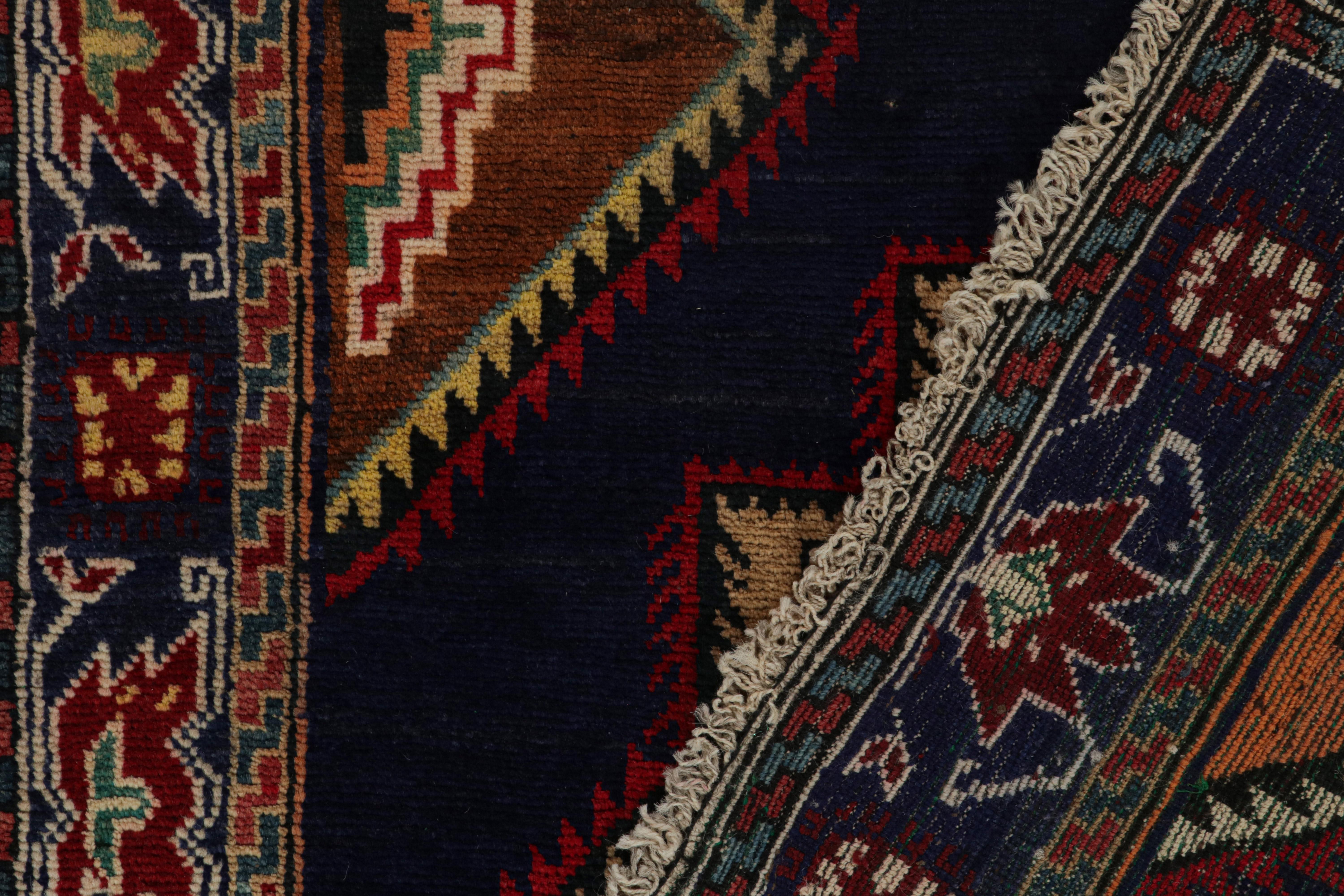 Wool Vintage Baluch Tribal Rug in Blue with Beige-Brown Medallions, from Rug & Kilim For Sale