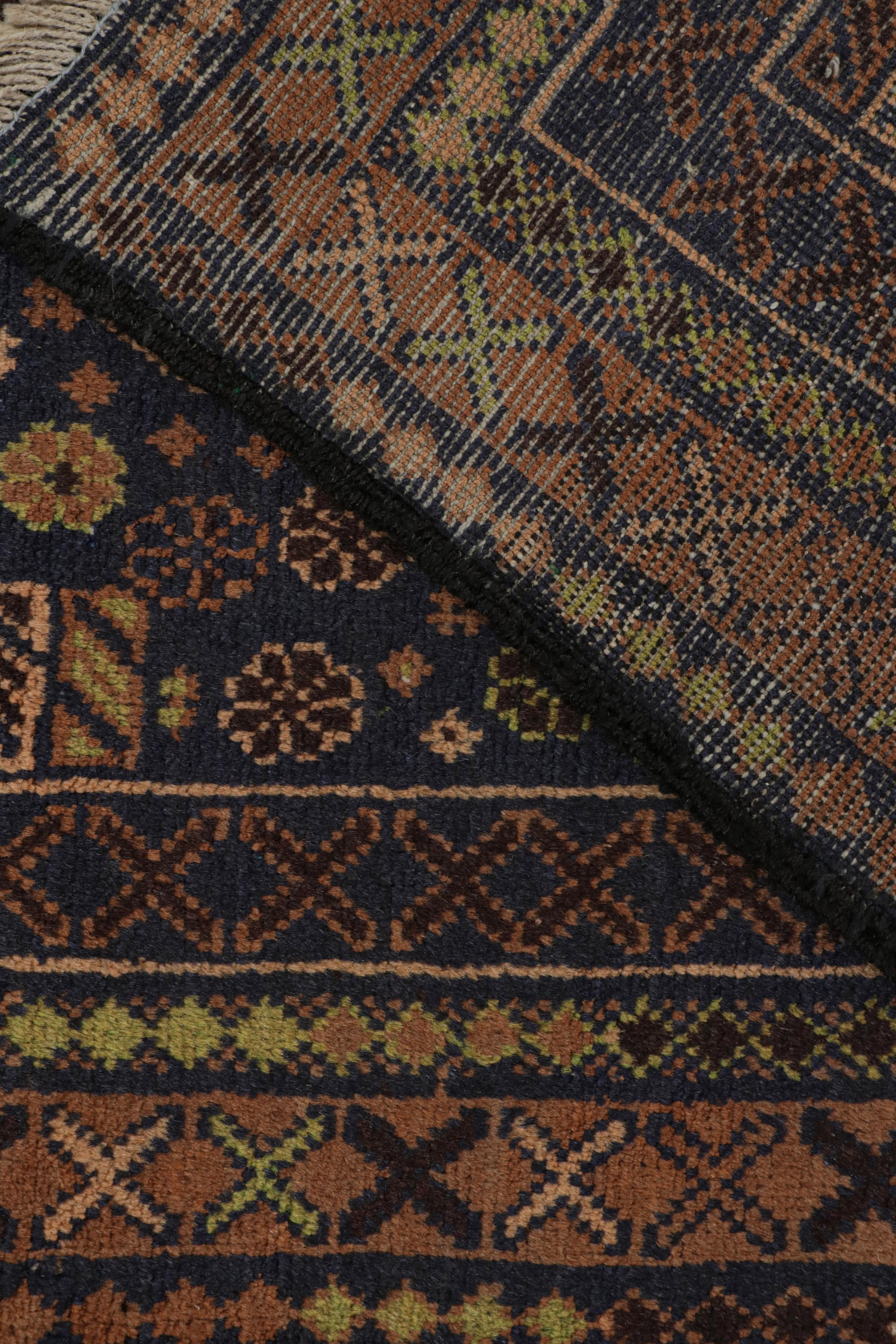 Wool Vintage Baluch Tribal Rug in Brown & Blue Patterns from Rug & Kilim